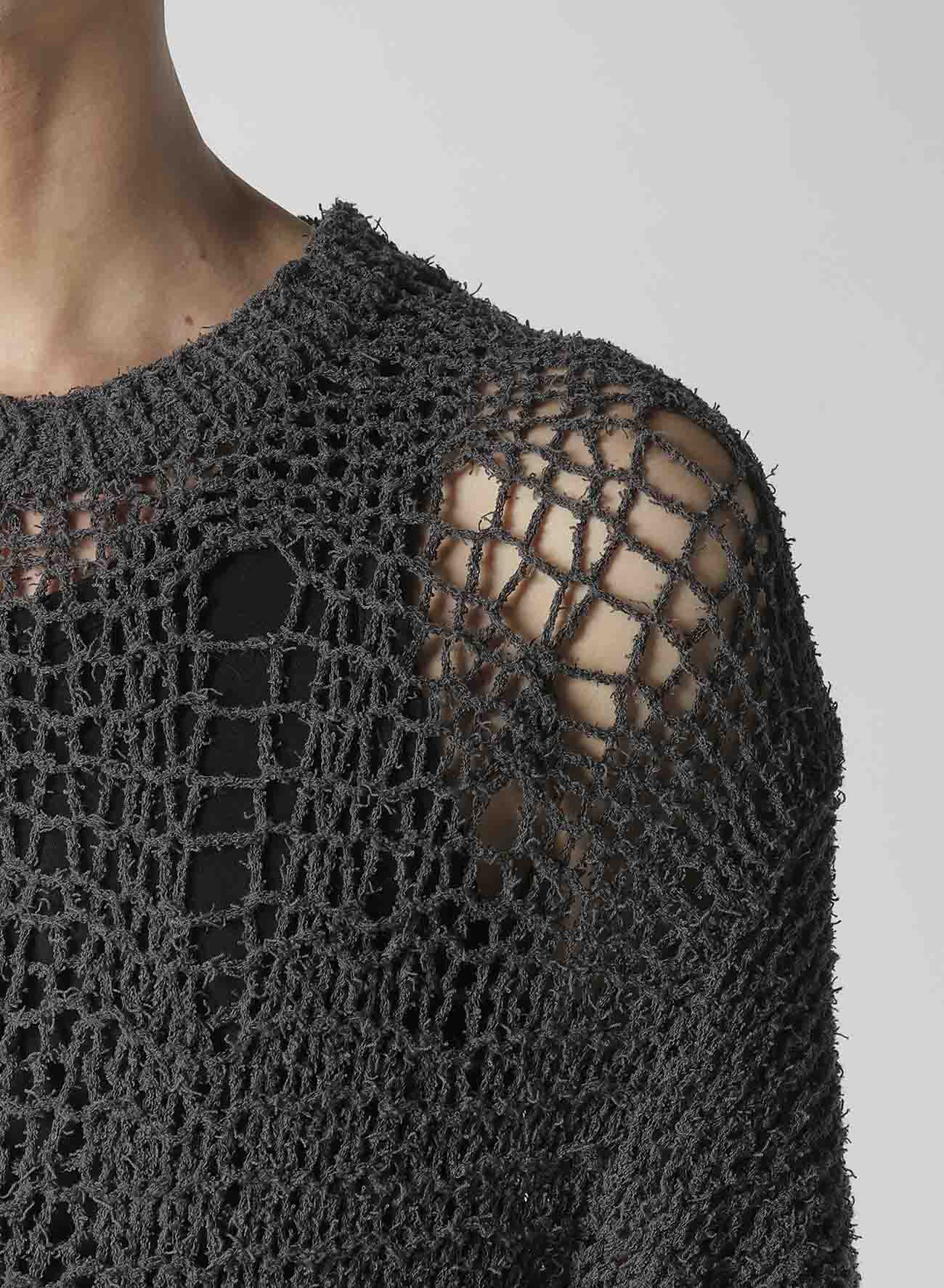 【Launching 10:00(JST), Jan 11】HAND KNITTED DAMAGE PROCESSED GARTER ROUND NECK LONG SLV