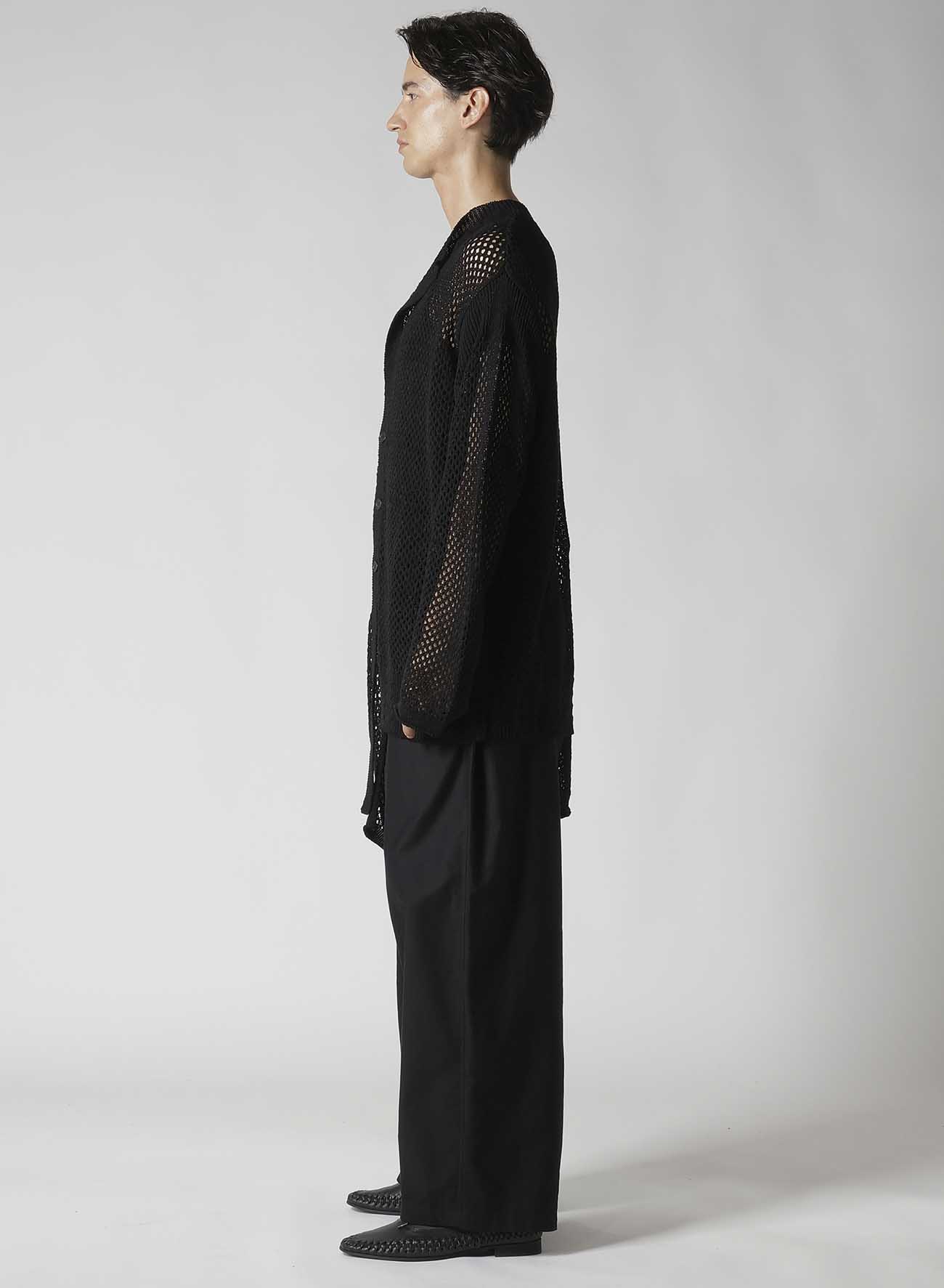 5G HEMMED PATTERN MESH ASYMMETRIC CARDIGAN