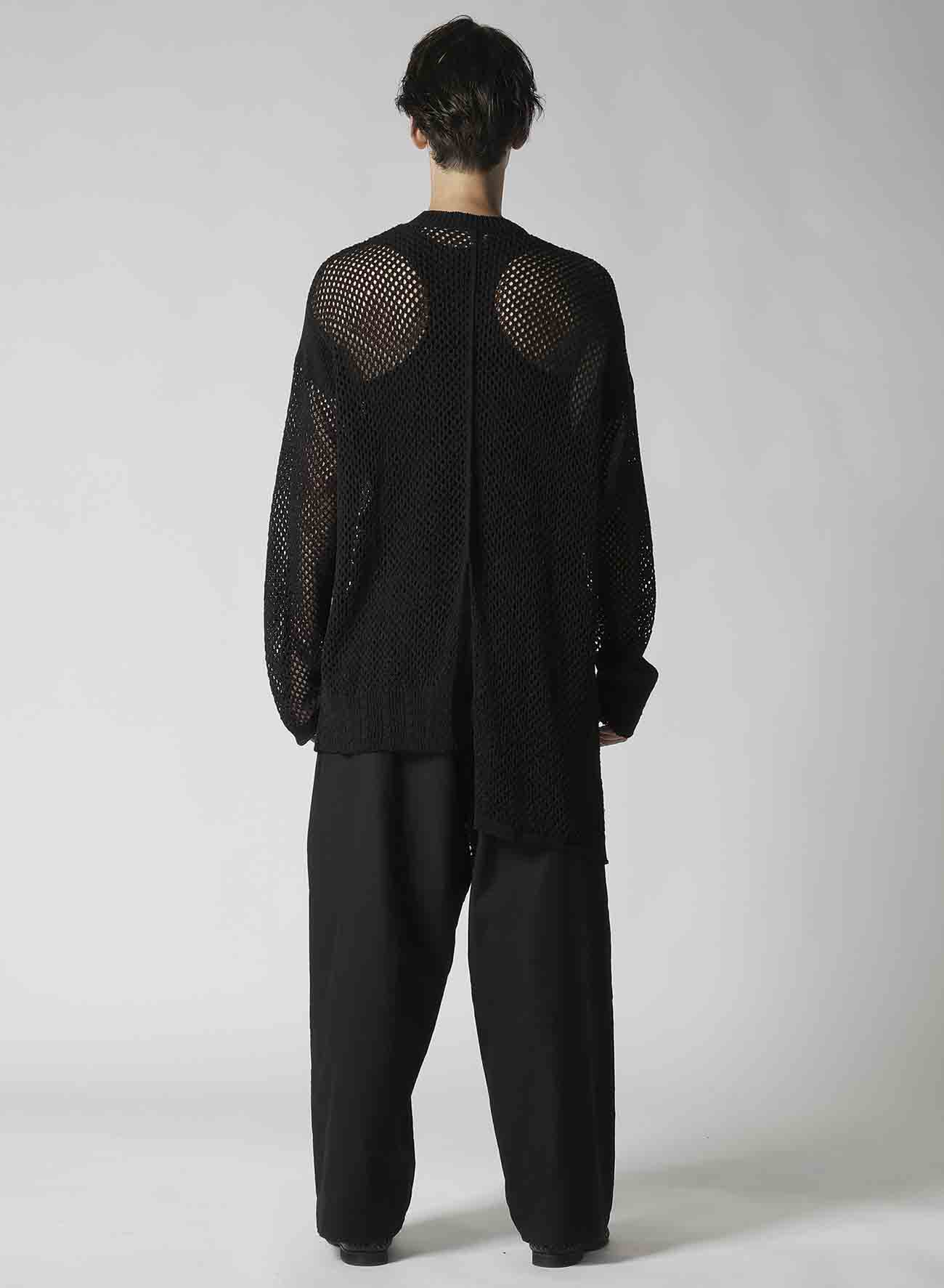 5G HEMMED PATTERN MESH ASYMMETRIC CARDIGAN