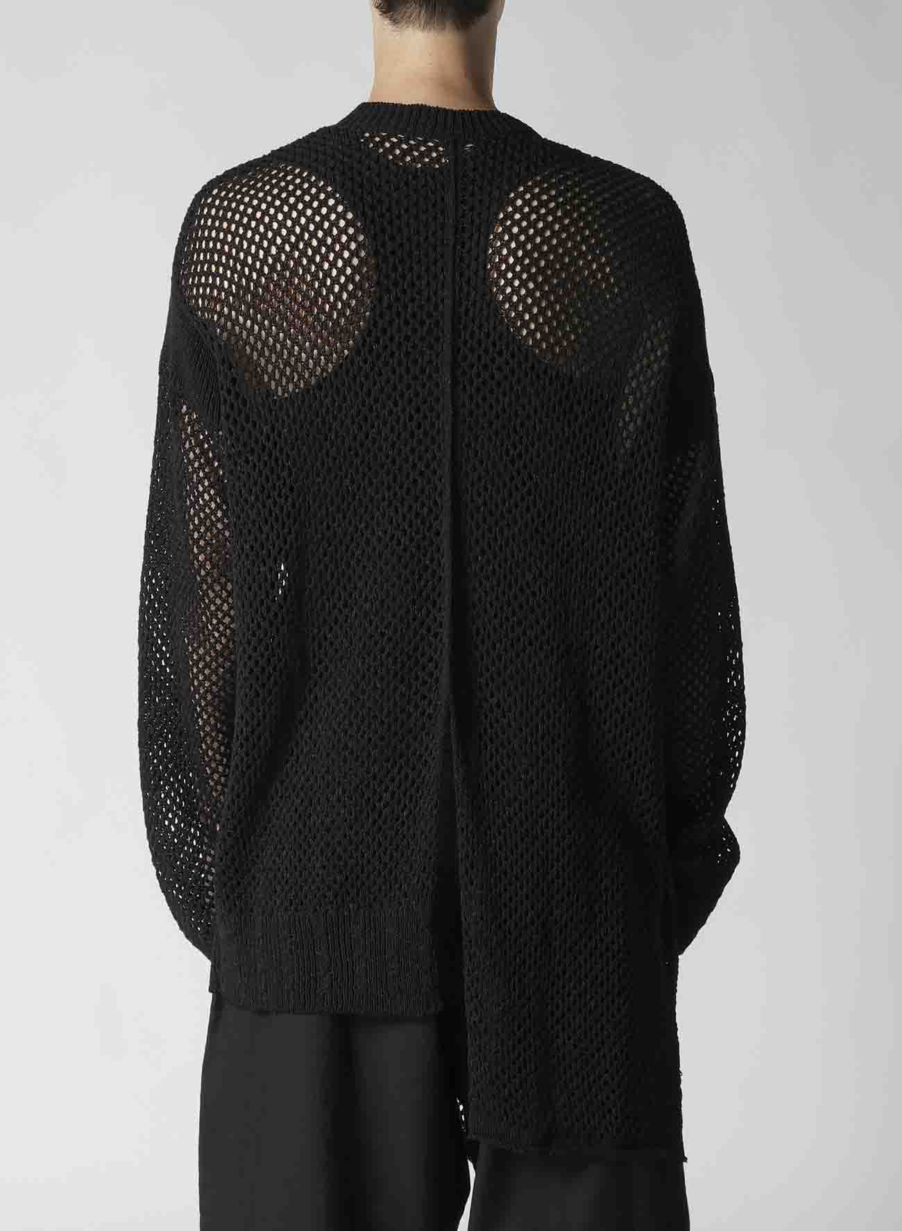 5G HEMMED PATTERN MESH ASYMMETRIC CARDIGAN