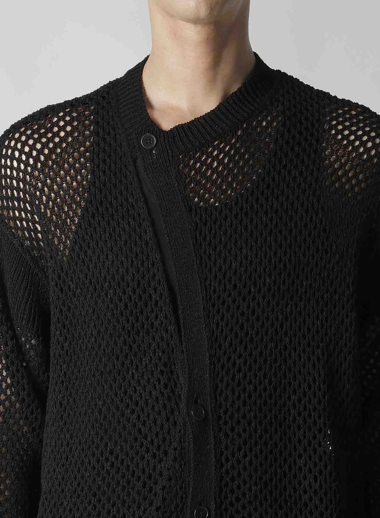 5G HEMMED PATTERN MESH ASYMMETRIC CARDIGAN