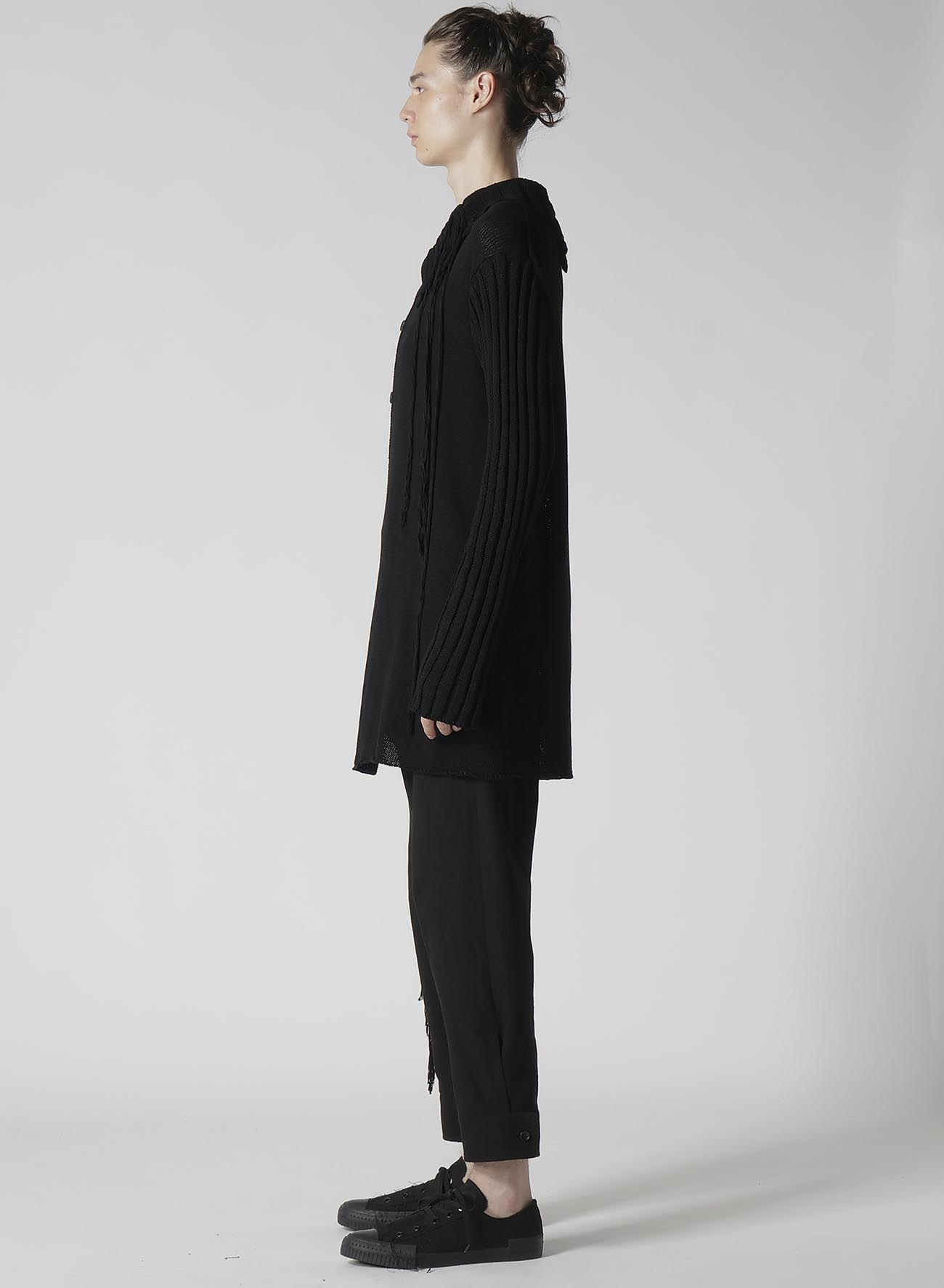 HANGING STRING ASYMMETRY NECK CARDIGAN