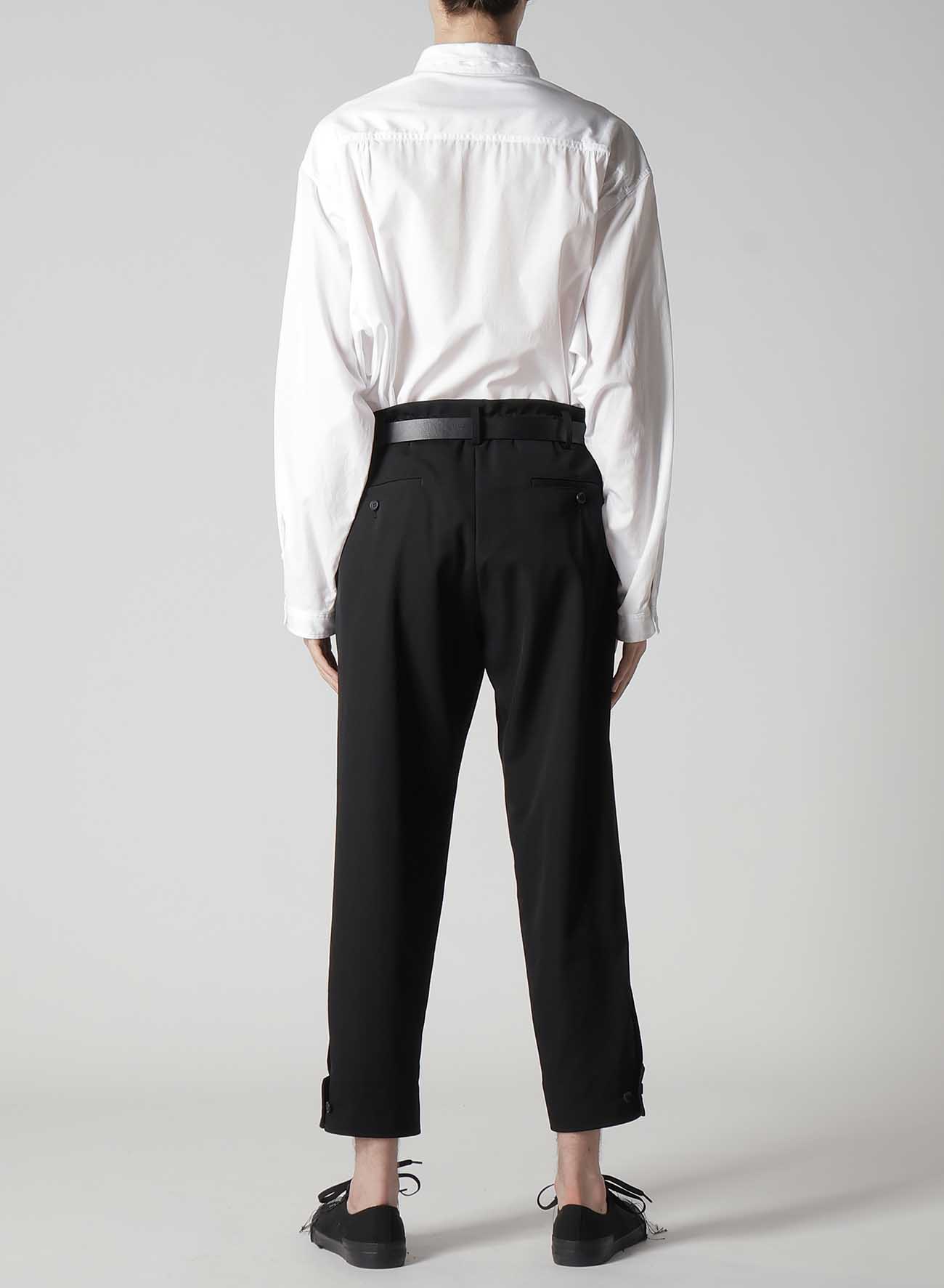 WOOL GABARDINE BELTED HEM PANTS