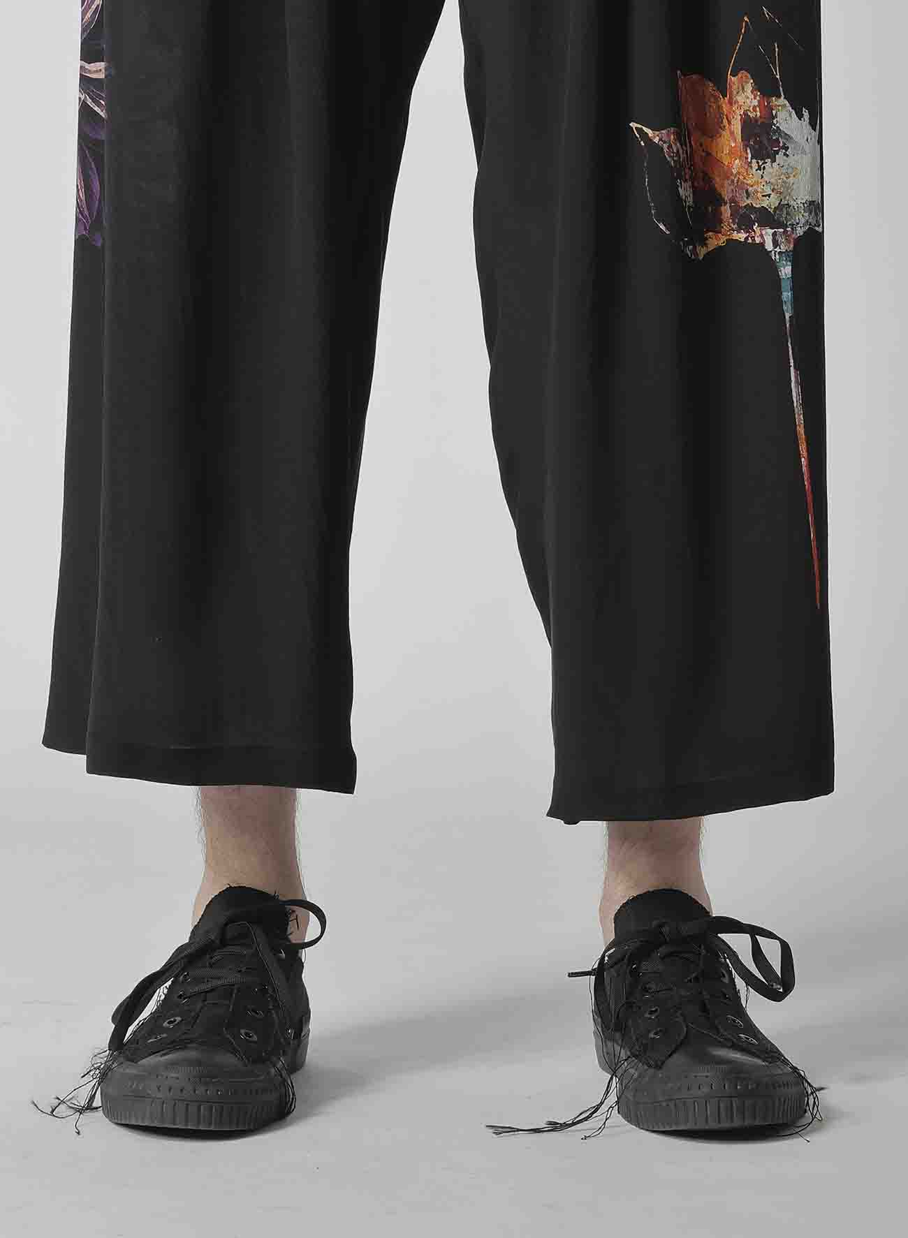 FLOWER DESIGNED PRINT WIDE PANTS