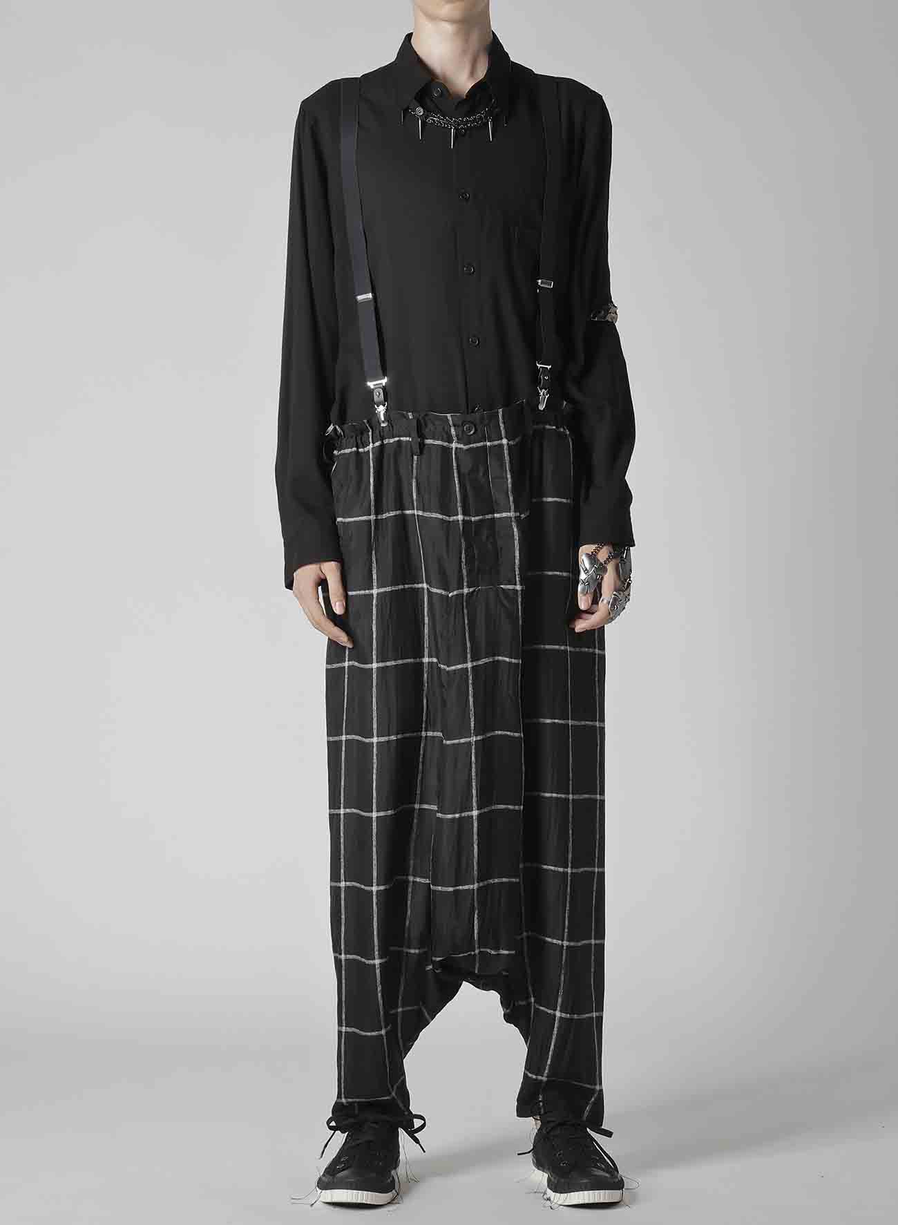 SIMPLE CHECK BLACK PLAID SARROUEL PANTS