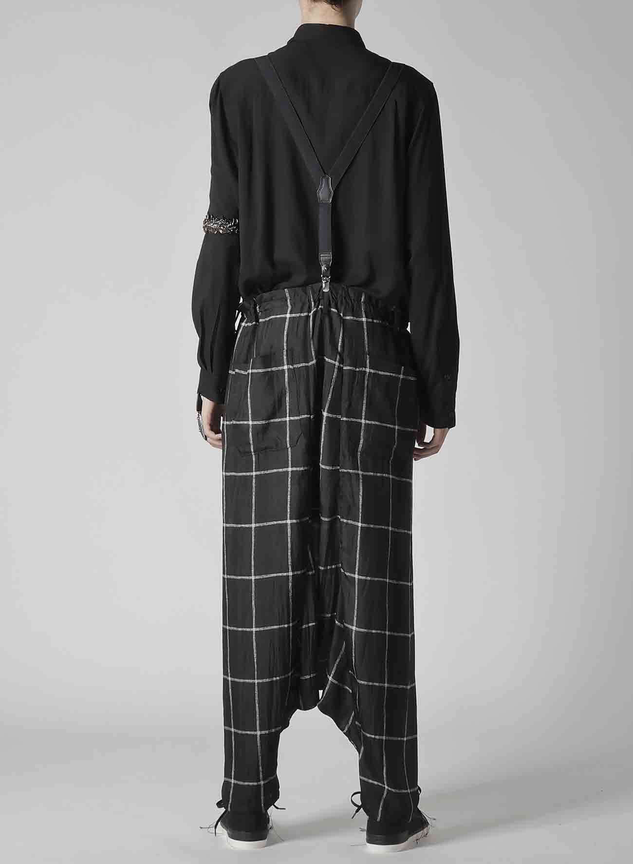 SIMPLE CHECK BLACK PLAID SARROUEL PANTS