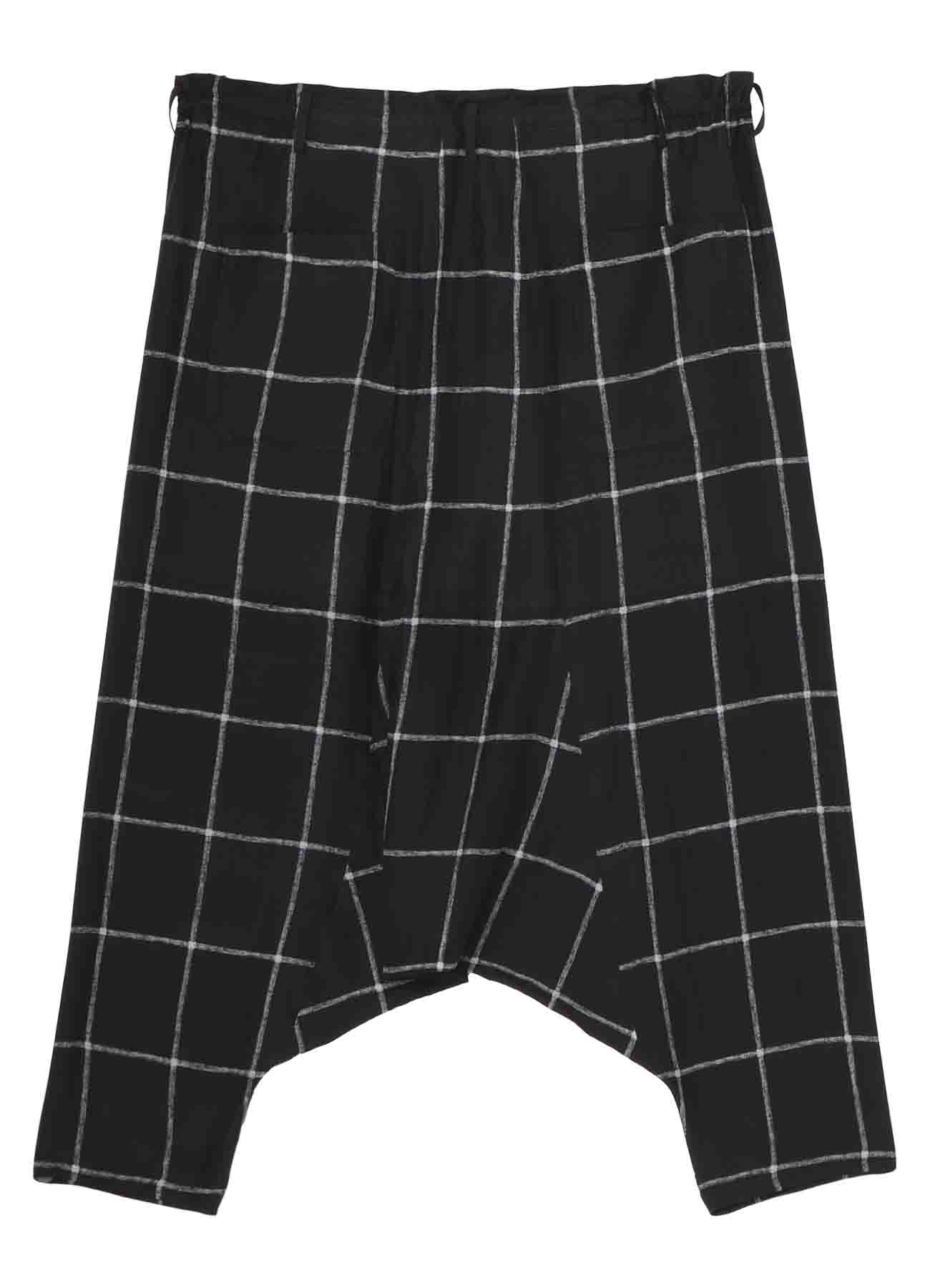 SIMPLE CHECK BLACK PLAID SARROUEL PANTS