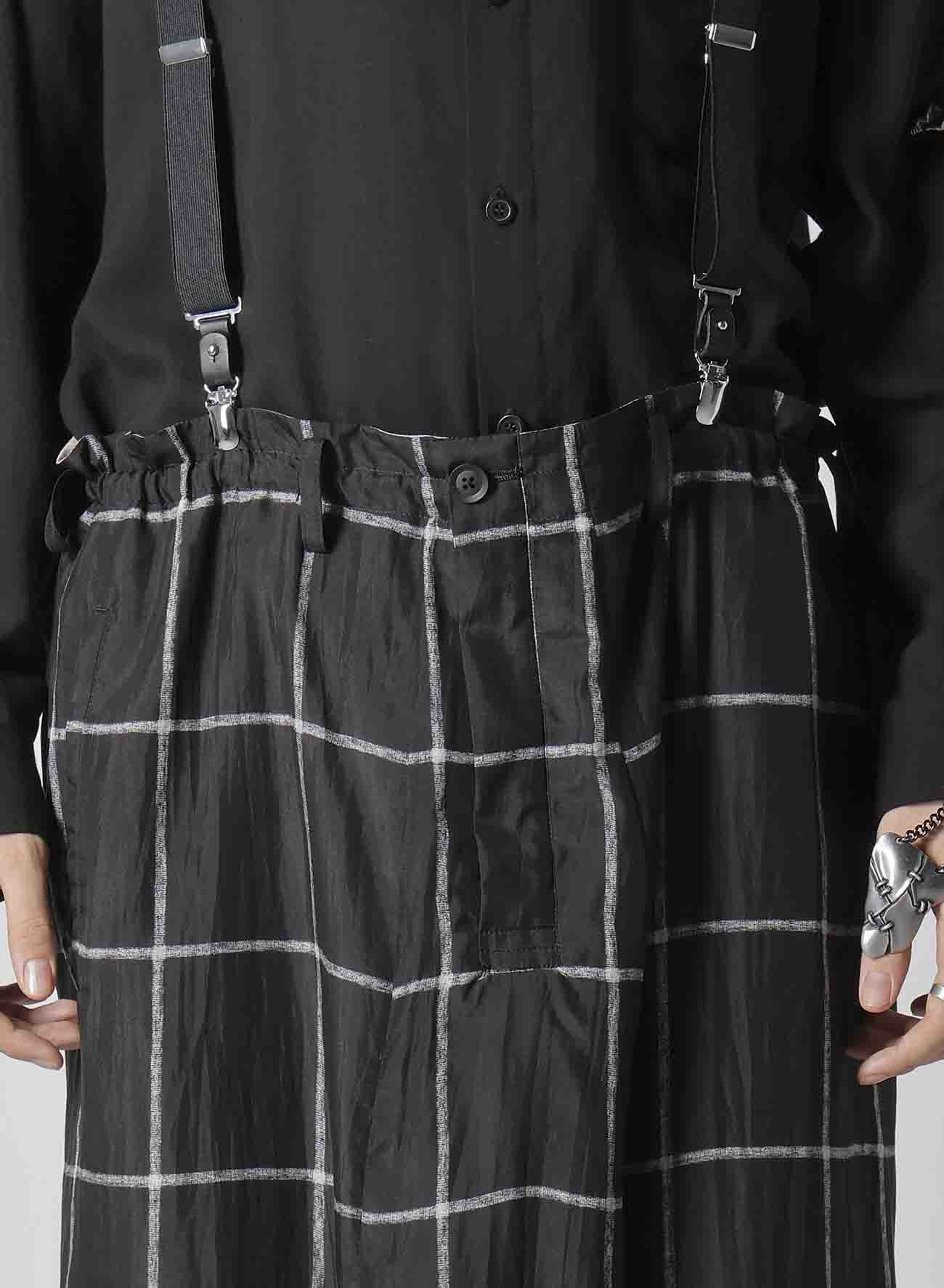 SIMPLE CHECK BLACK PLAID SARROUEL PANTS