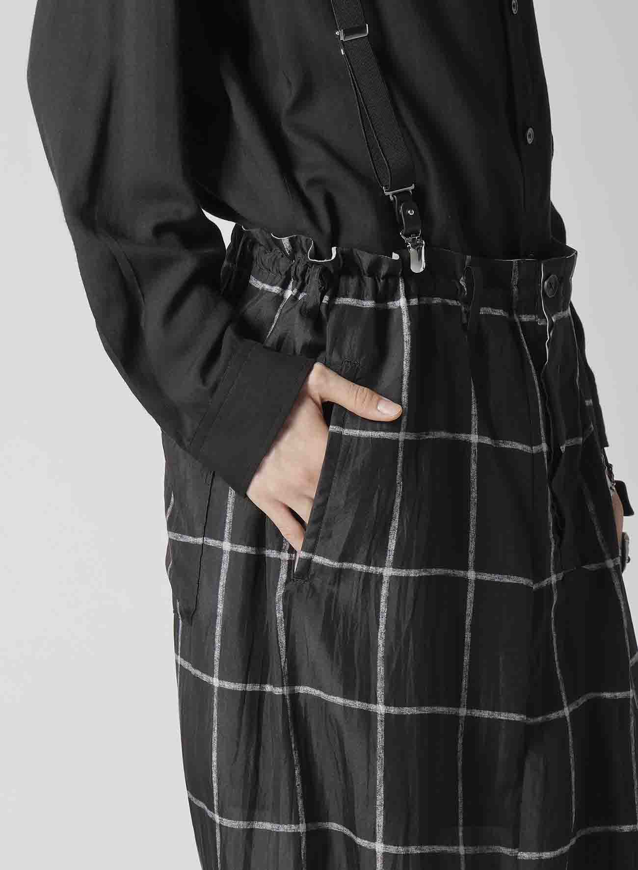 SIMPLE CHECK BLACK PLAID SARROUEL PANTS