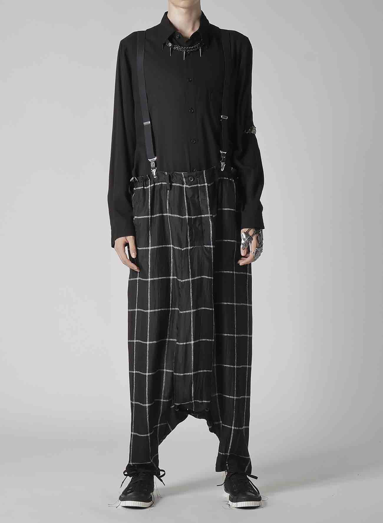 SIMPLE CHECK BLACK PLAID SARROUEL PANTS