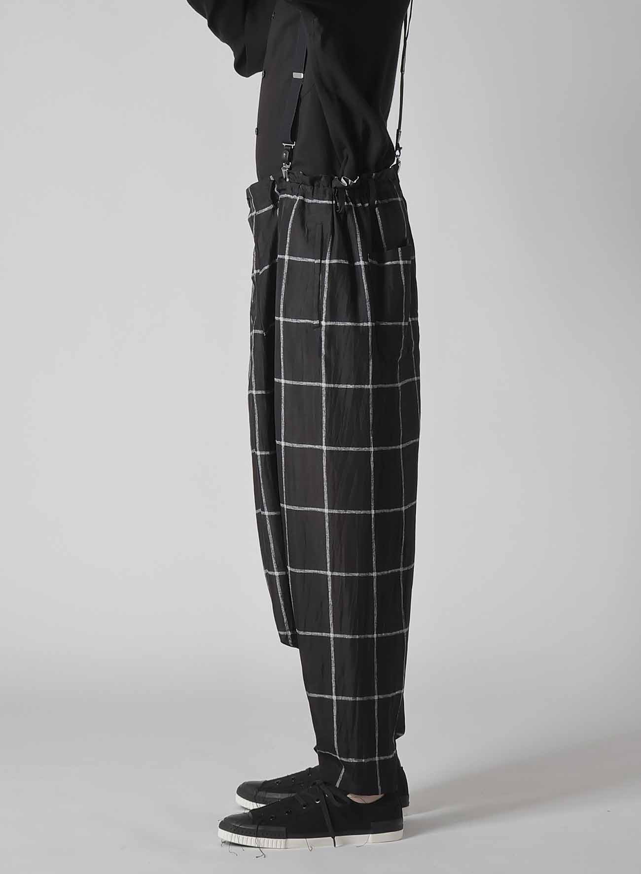 SIMPLE CHECK BLACK PLAID SARROUEL PANTS