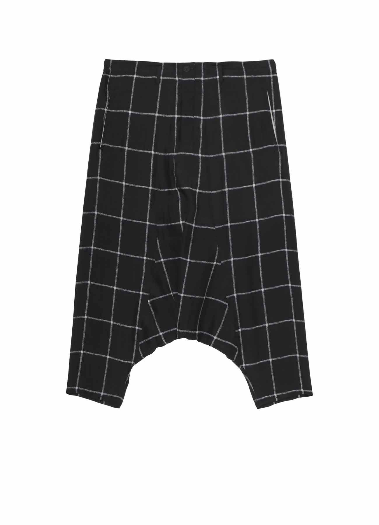 SIMPLE CHECK BLACK PLAID SARROUEL PANTS