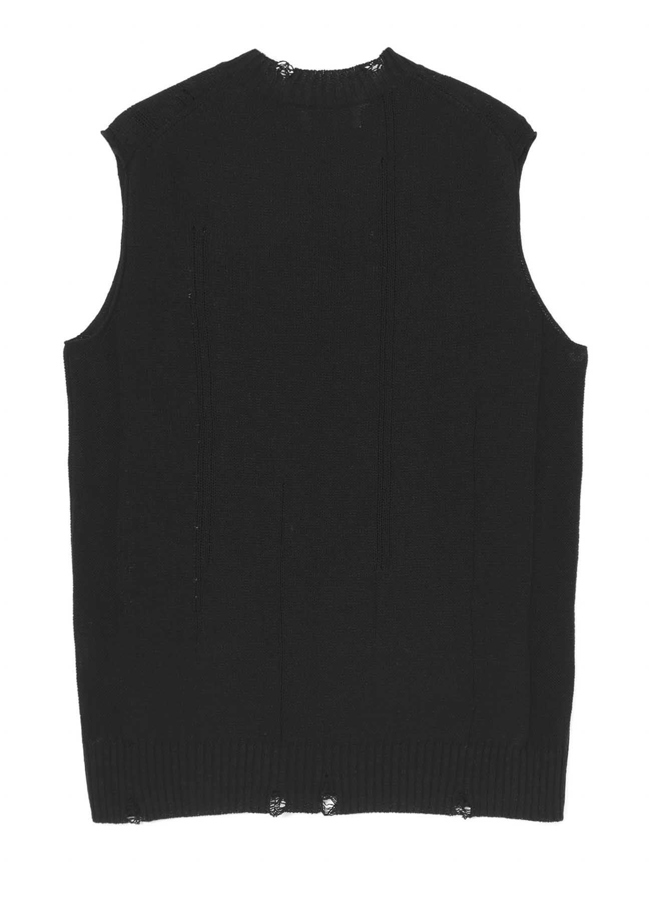 DAMAGE PROCESSED JERSEY CABLE KNIT VEST