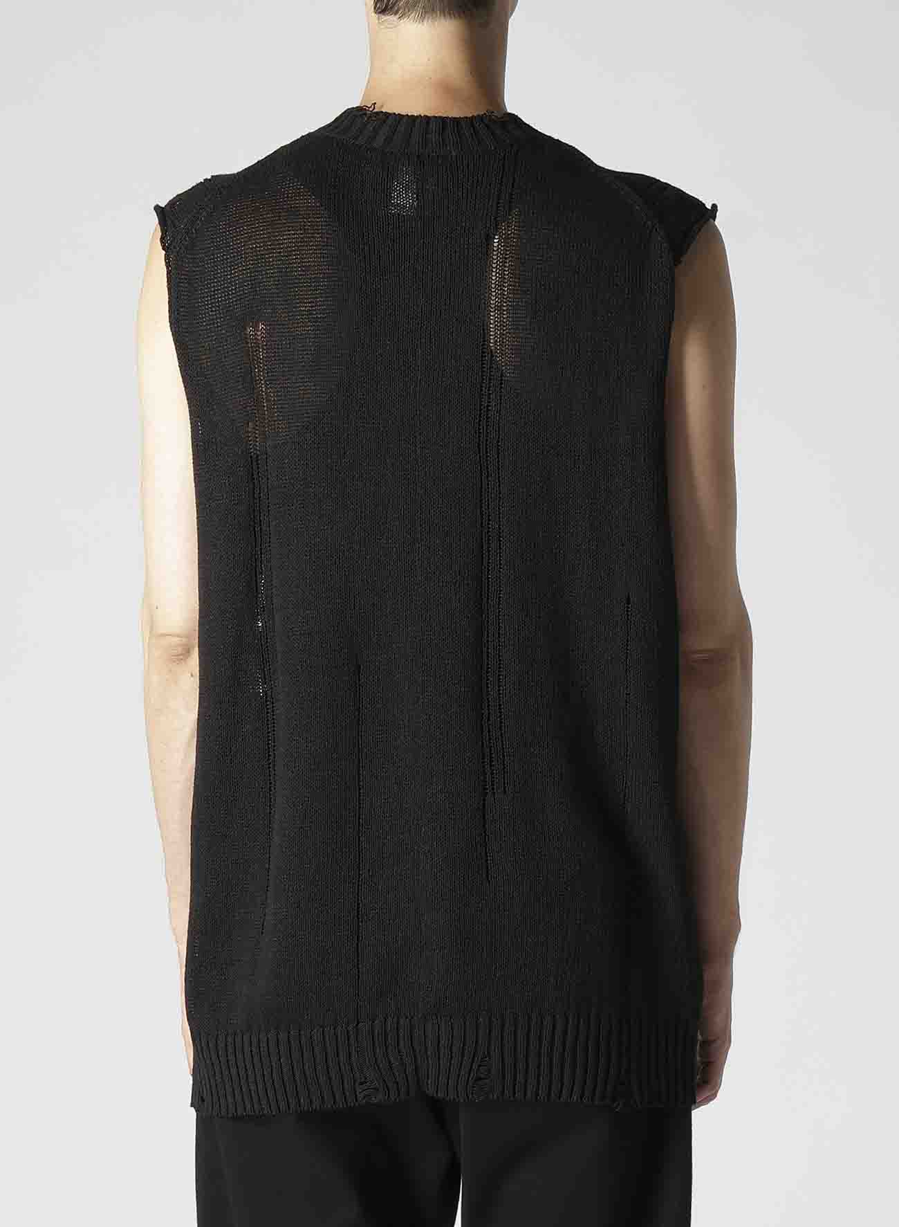 DAMAGE PROCESSED JERSEY CABLE KNIT VEST