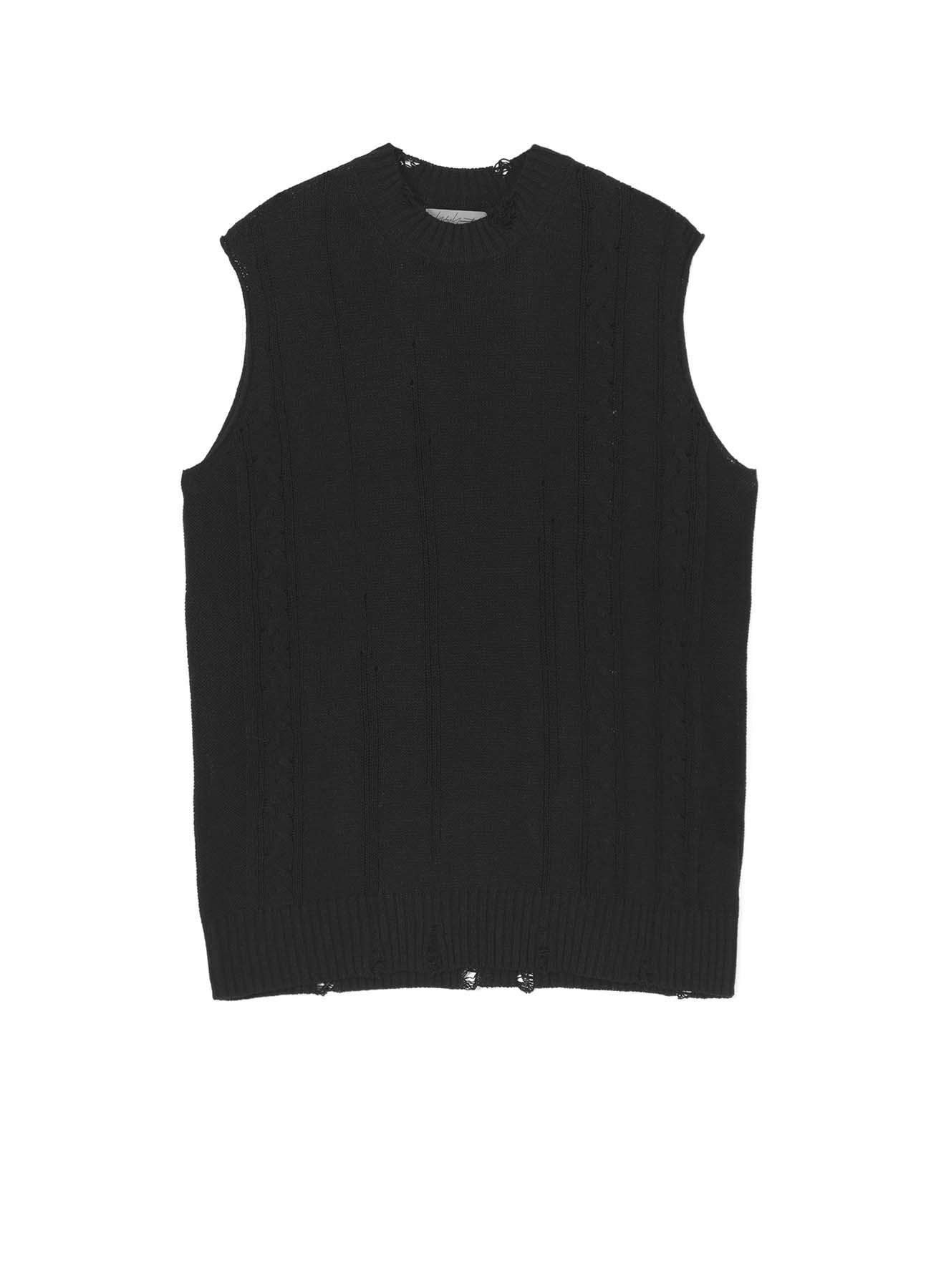 DAMAGE PROCESSED JERSEY CABLE KNIT VEST