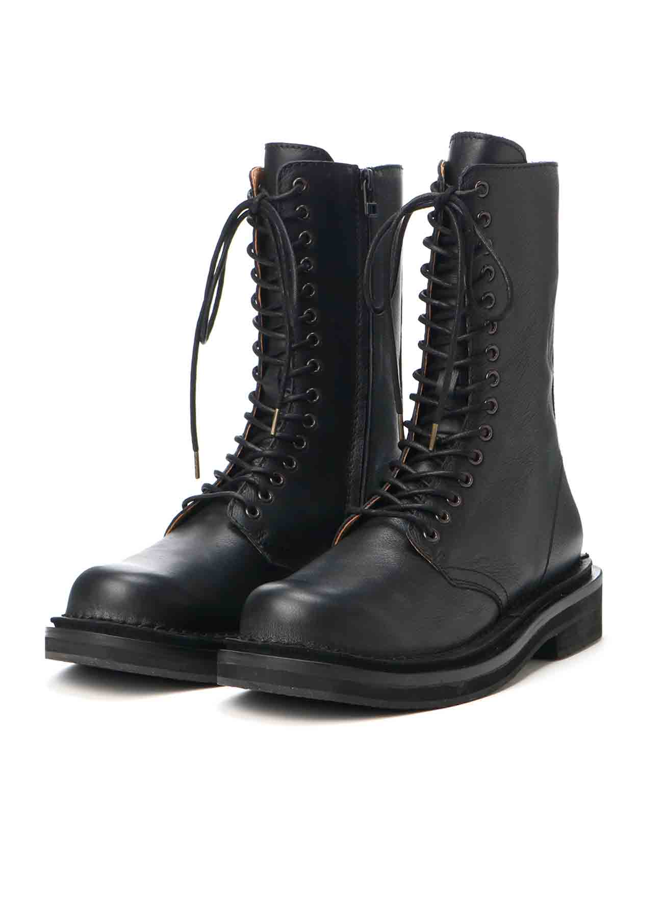 MAT OILED LEATHER MILITARY BOOTS