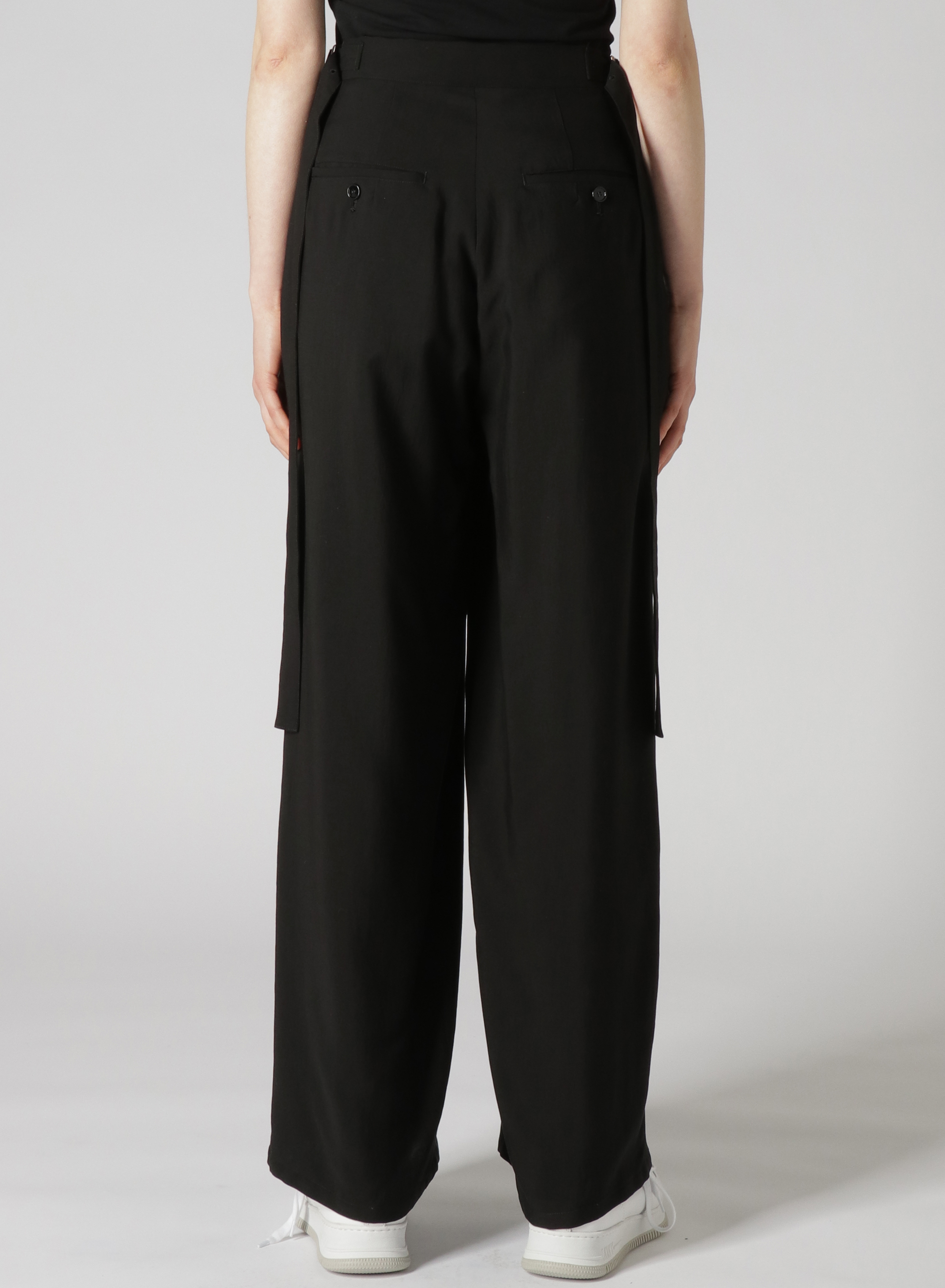 Ly/Cu Gabardine A Open Front Hem Wide Pants