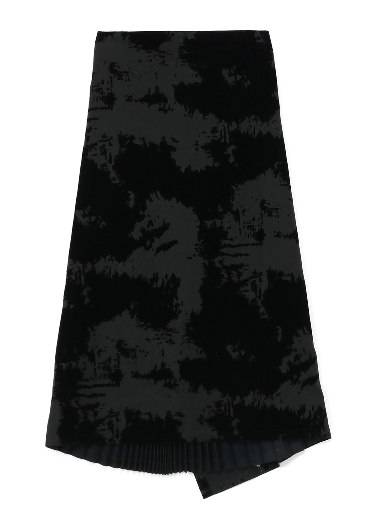 Flocky Print + Serge Combination Lace Up Pleats Skirt