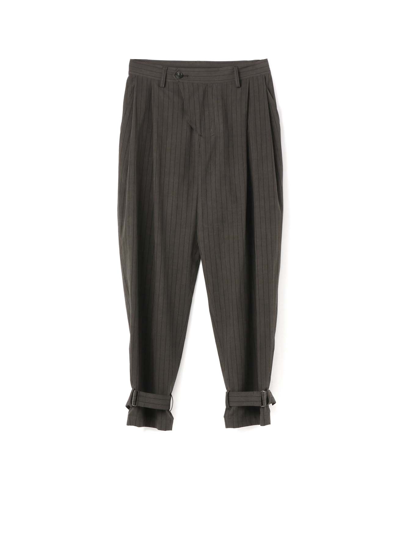 Black Ink Stripe A Hem 2 Tuck Pants With Belt