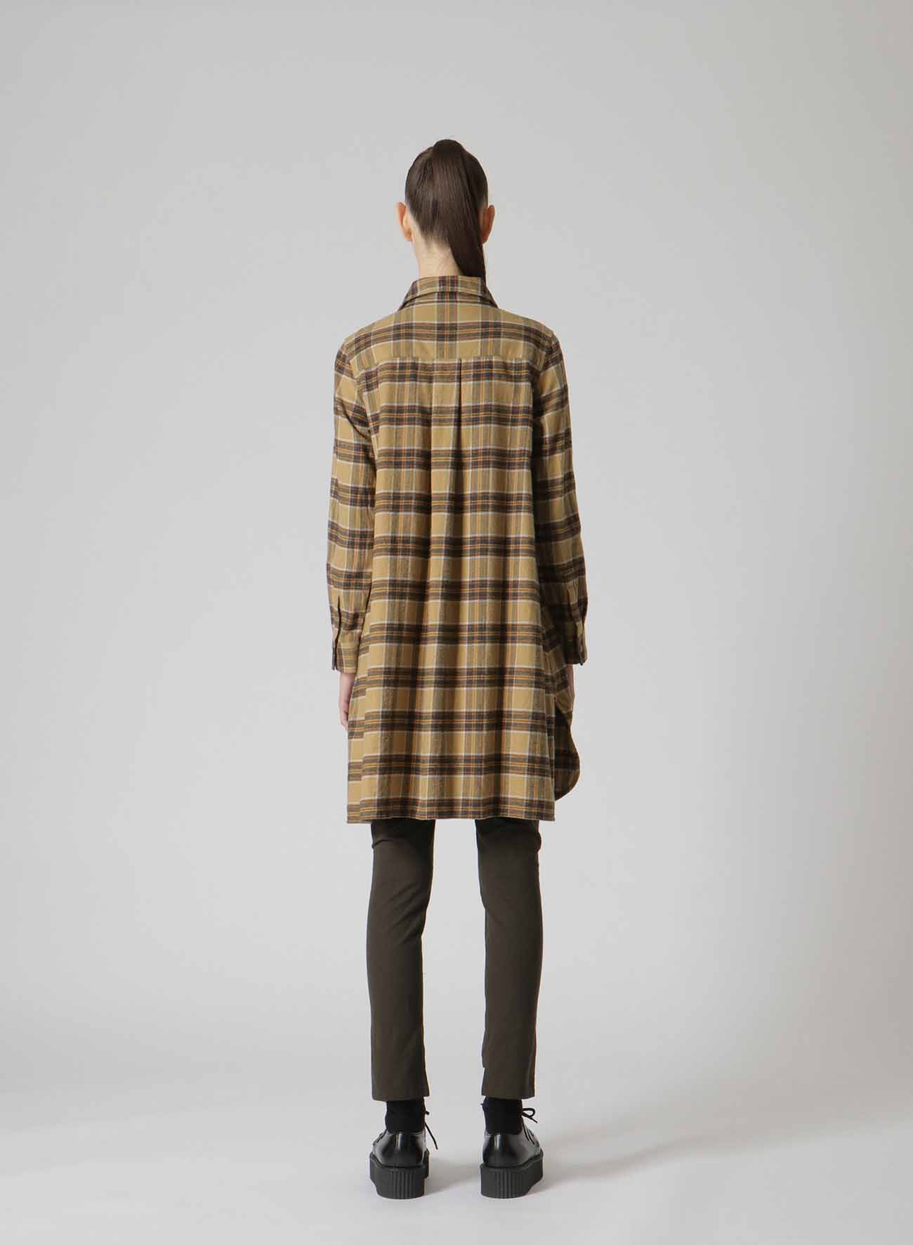 PLAID FLANNEL SHIRT WITH FRONT PLEATS