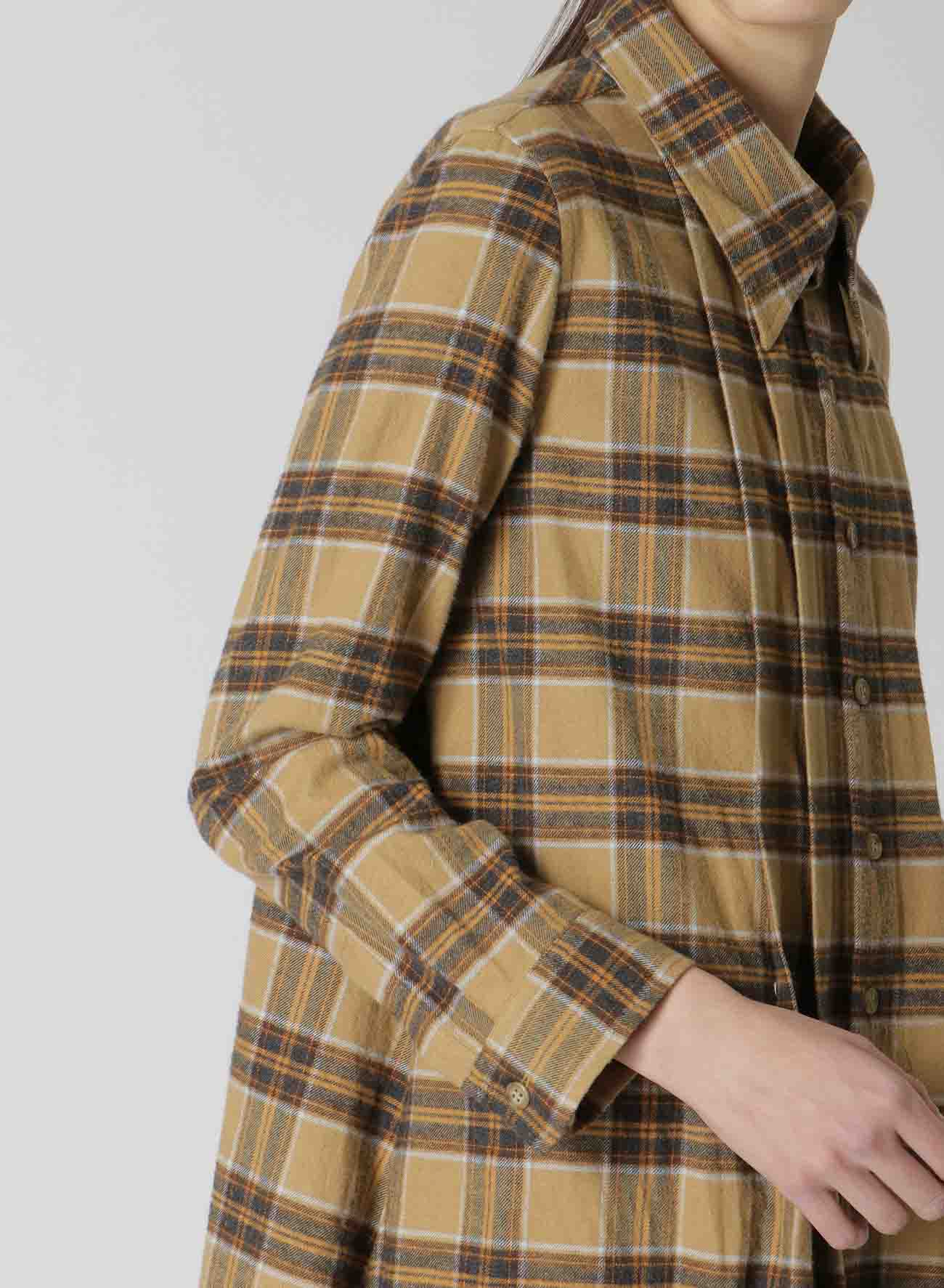 PLAID FLANNEL SHIRT WITH FRONT PLEATS