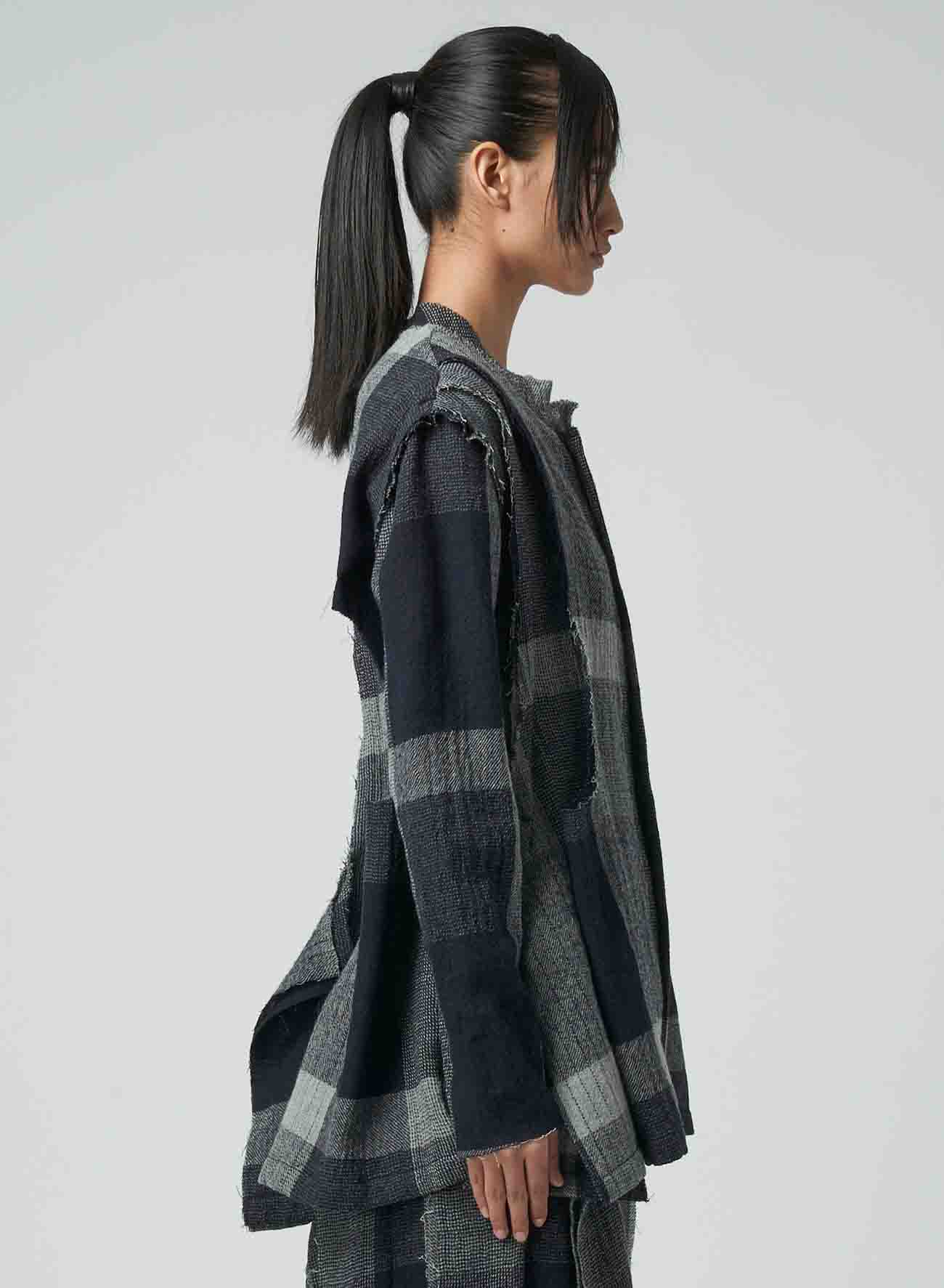 LAYERED PLAID PATTERN JACKET