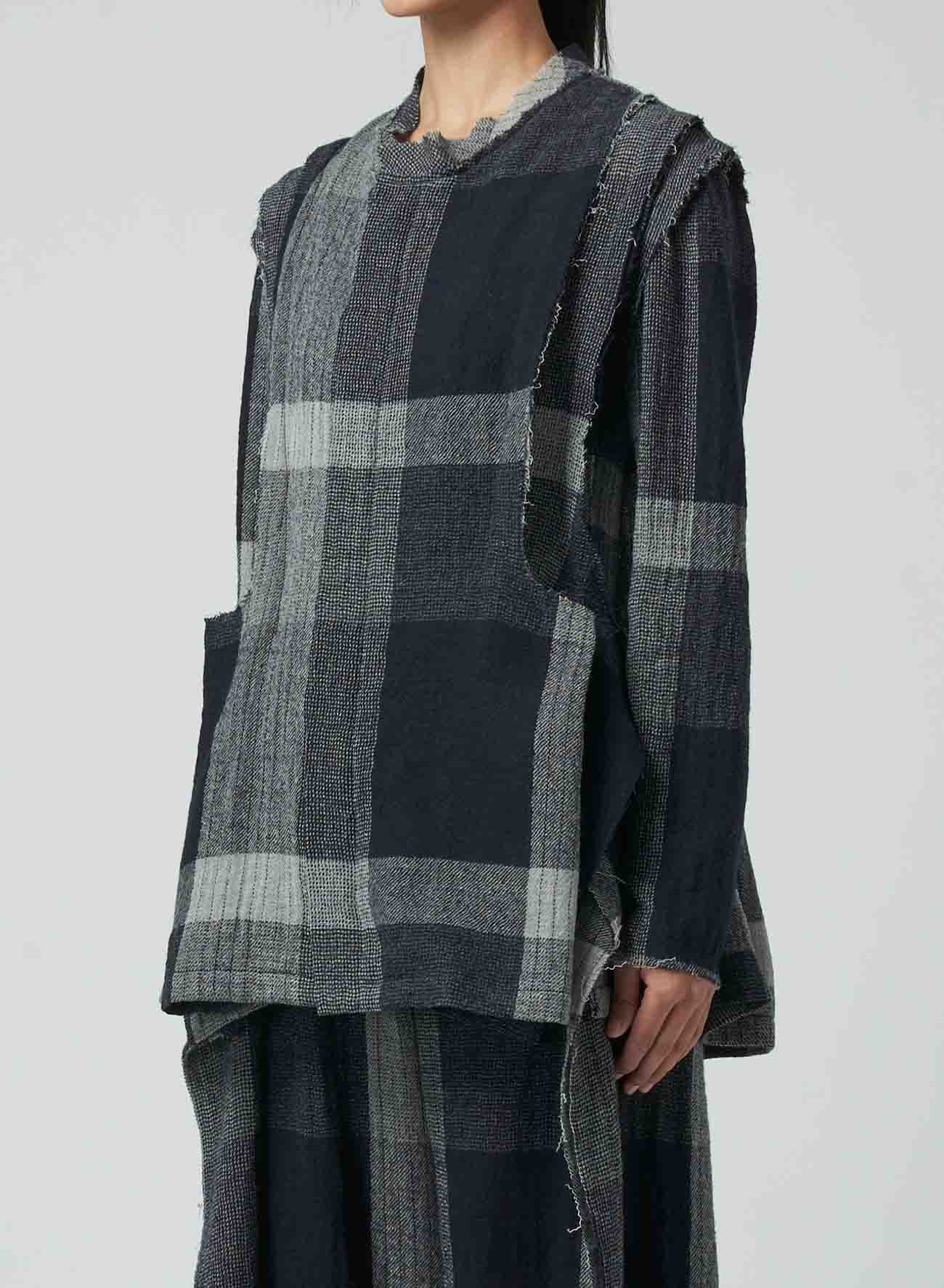 LAYERED PLAID PATTERN JACKET