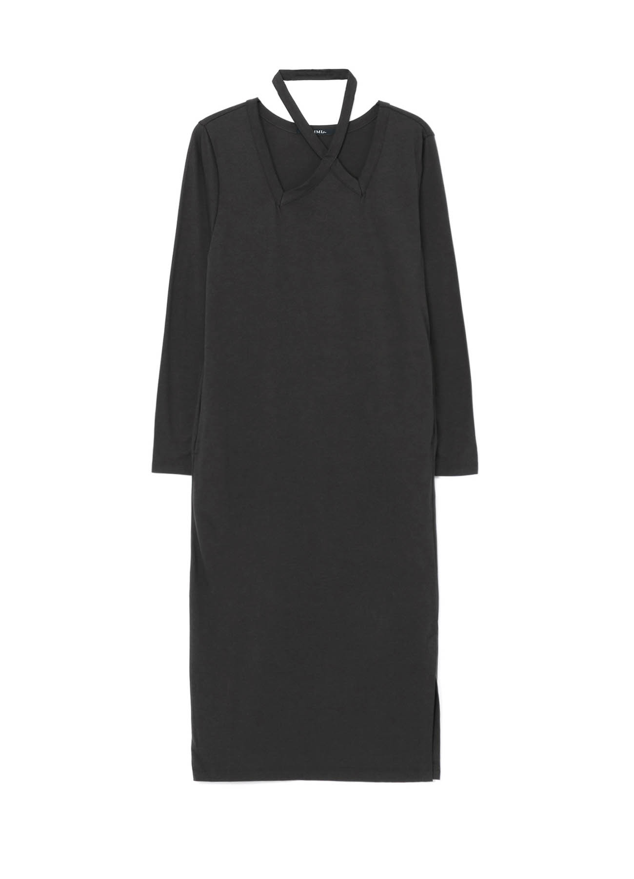 LYOCELL/COTTON JERSEY CROSS NECK DRESS