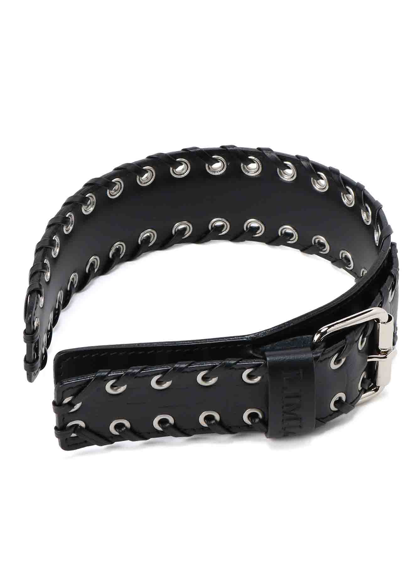 KIP+ CROCODILE LEATHER CODE LOOP EYELET HEADBAND