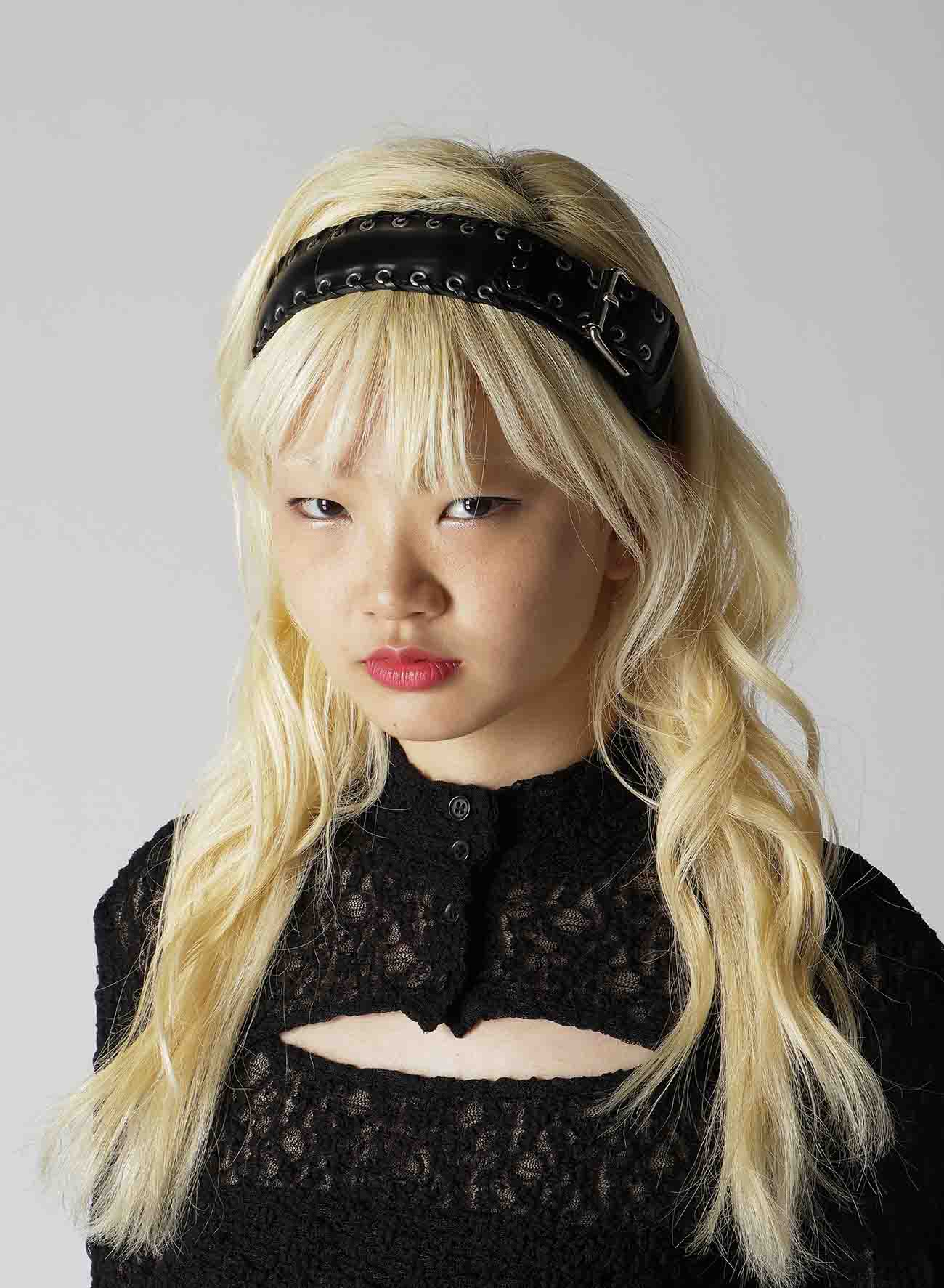 KIP+ CROCODILE LEATHER CODE LOOP EYELET HEADBAND