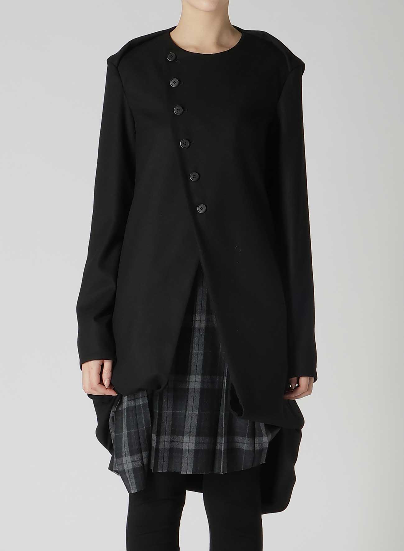 SERGE + PLAID COMBI SAILOR COLLAR DRESS