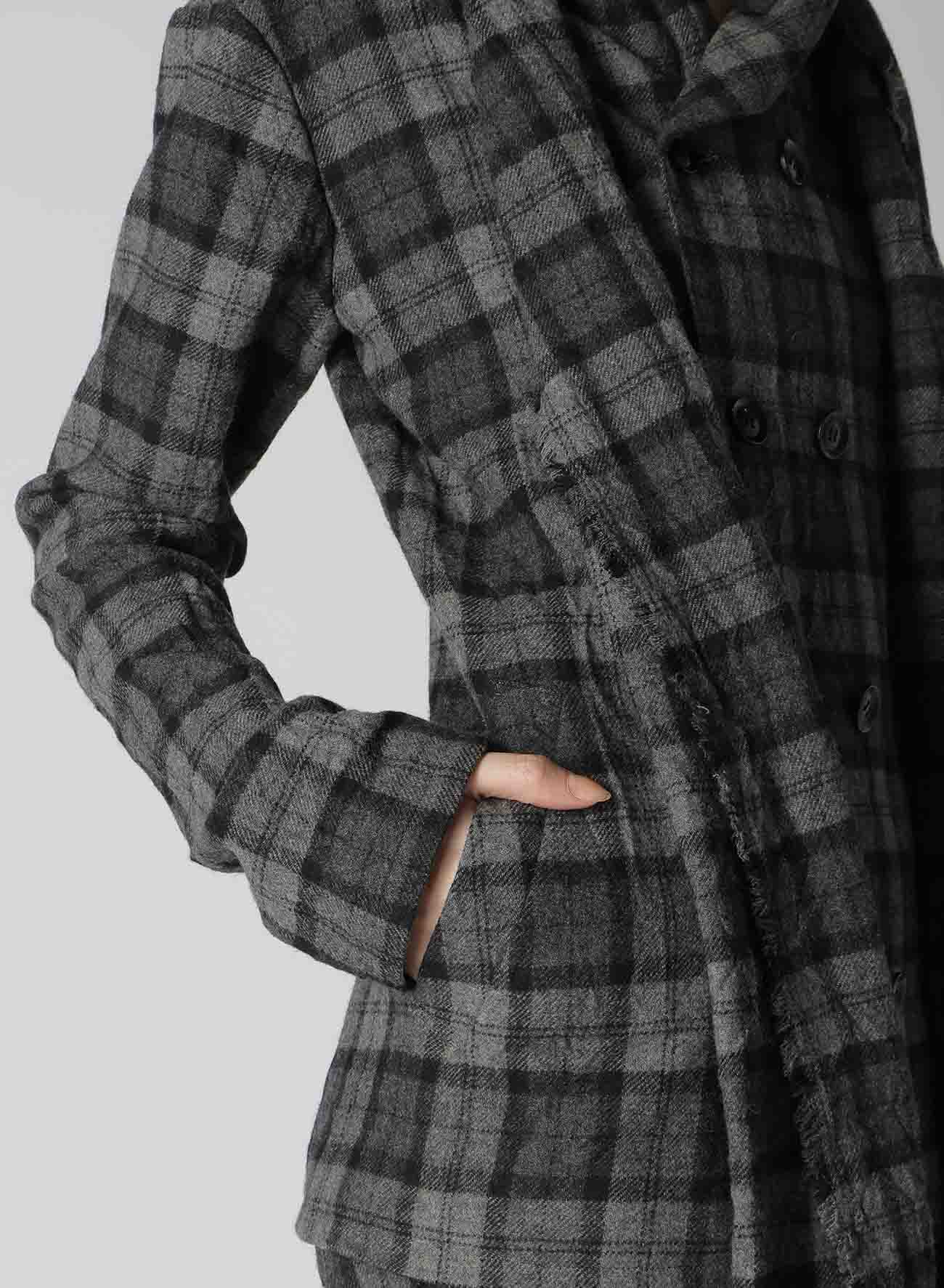 PLAID FLANNEL STOLE DETAIL JACKET