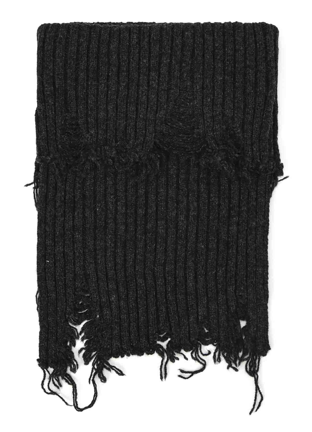 DAMAGED RIBBED KNIT SHORT NECK WARMER