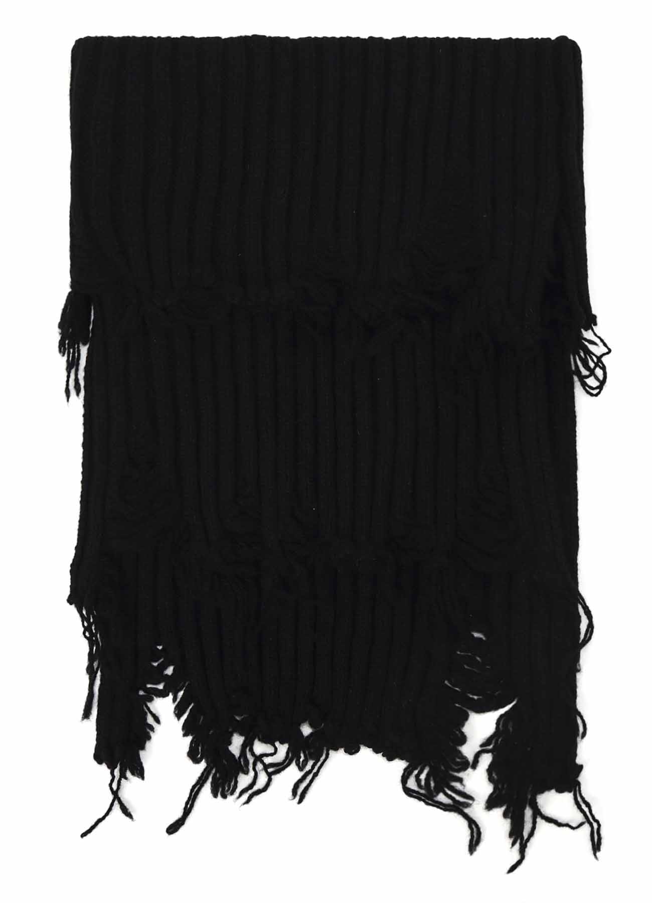 DAMAGED RIBBED KNIT SHORT NECK WARMER