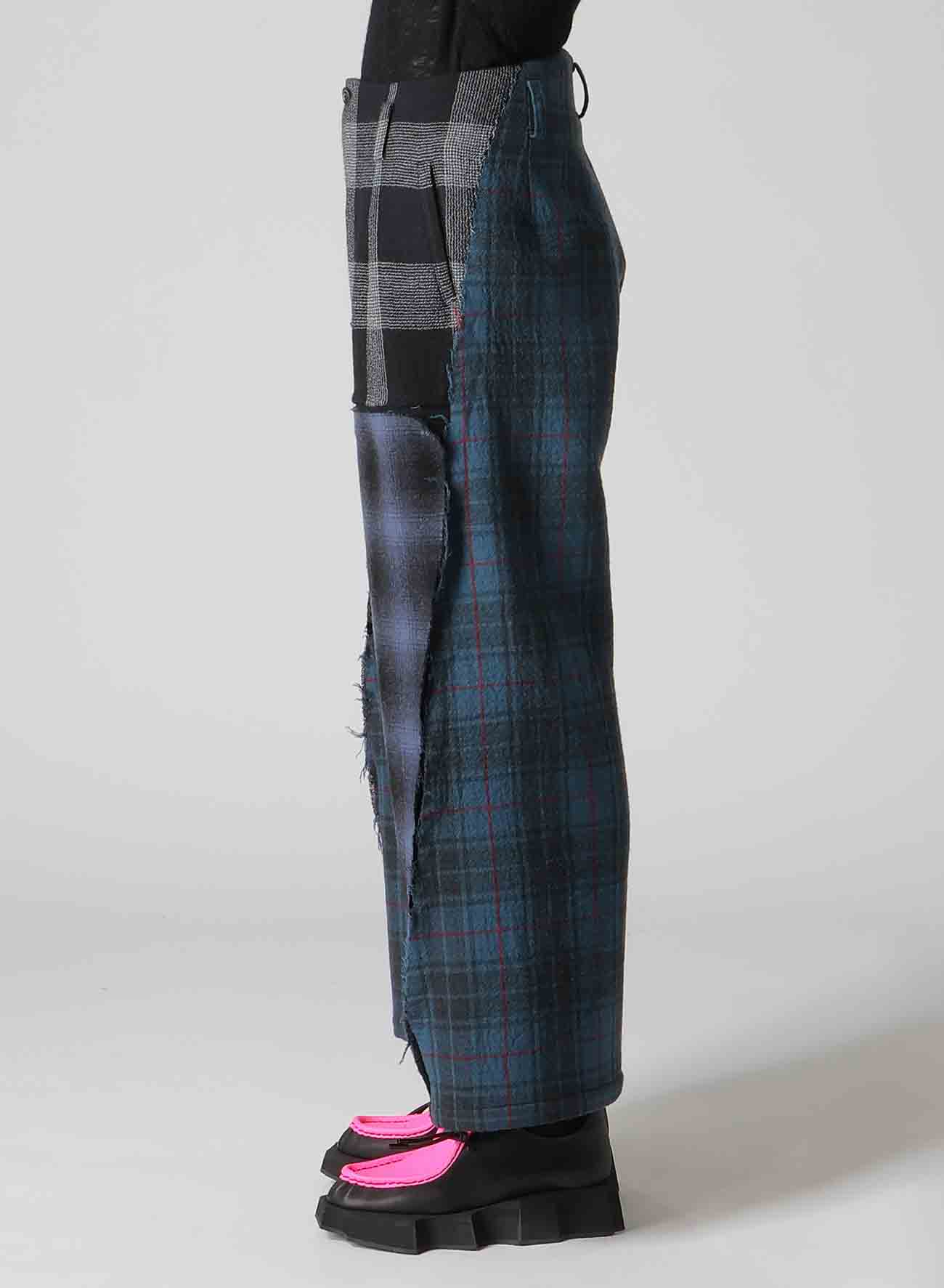 MULTI PLAID B TUCKED PANTS