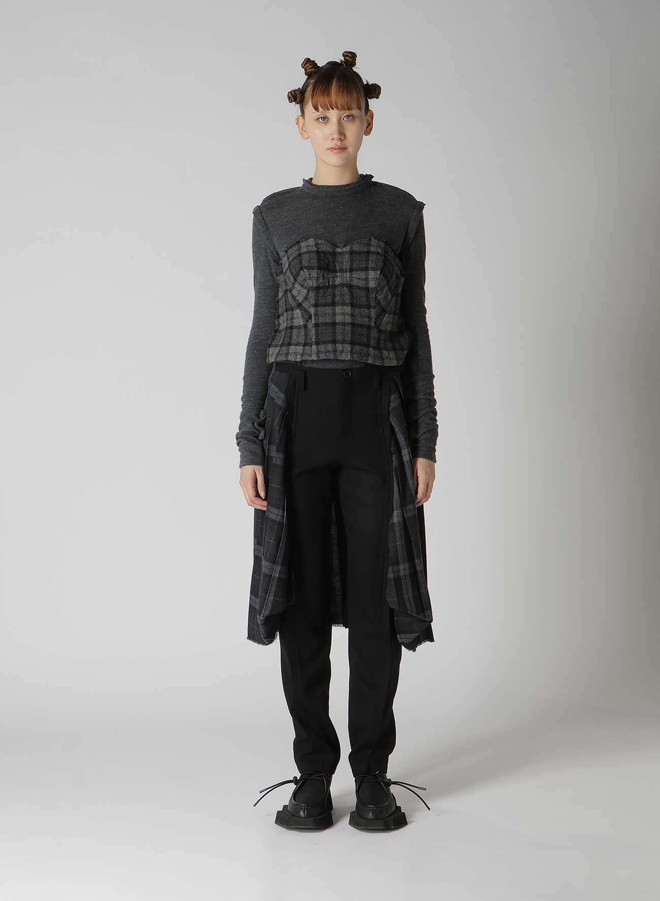 SERGE + PLAID COMBI PLEATED PANTS