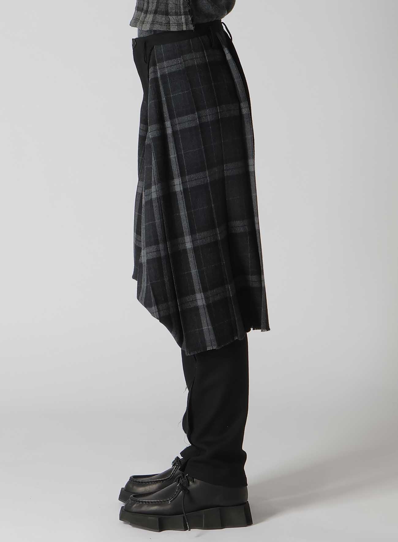 SERGE + PLAID COMBI PLEATED PANTS