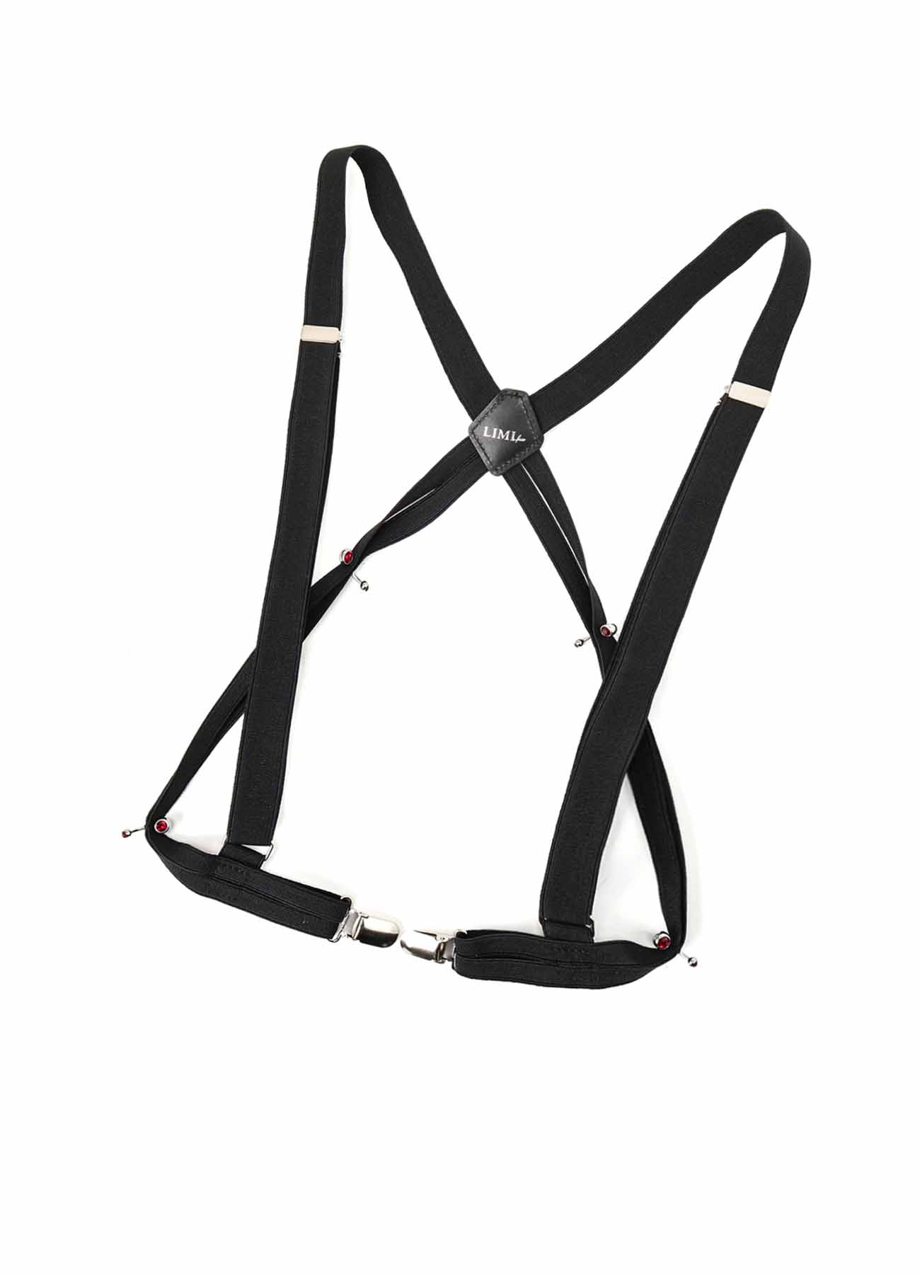 RUBBER SUSPENDER BELT WITH PIERCED ACCENTS