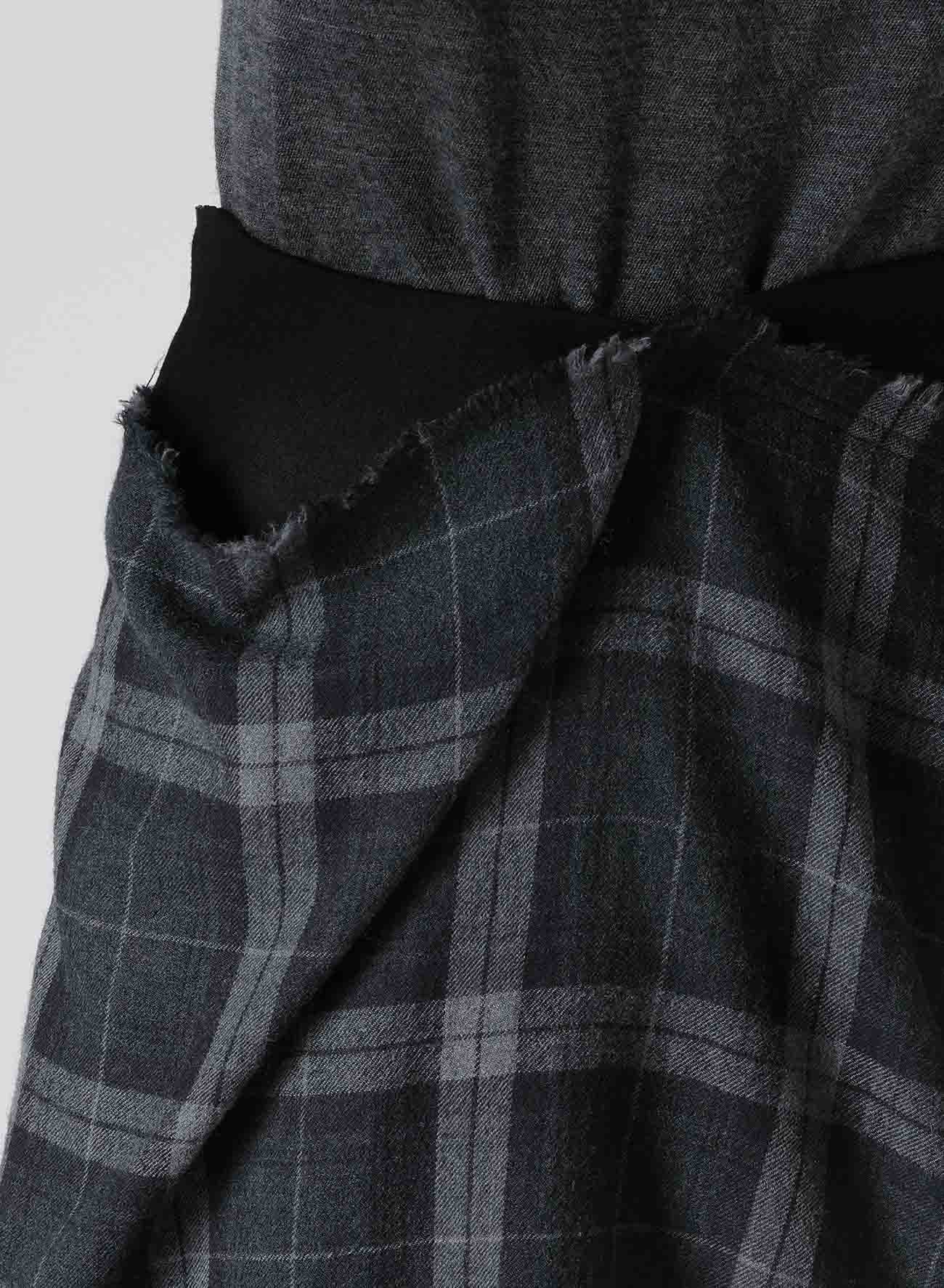 SERGE + PLAID COMBI WRAP SKIRT