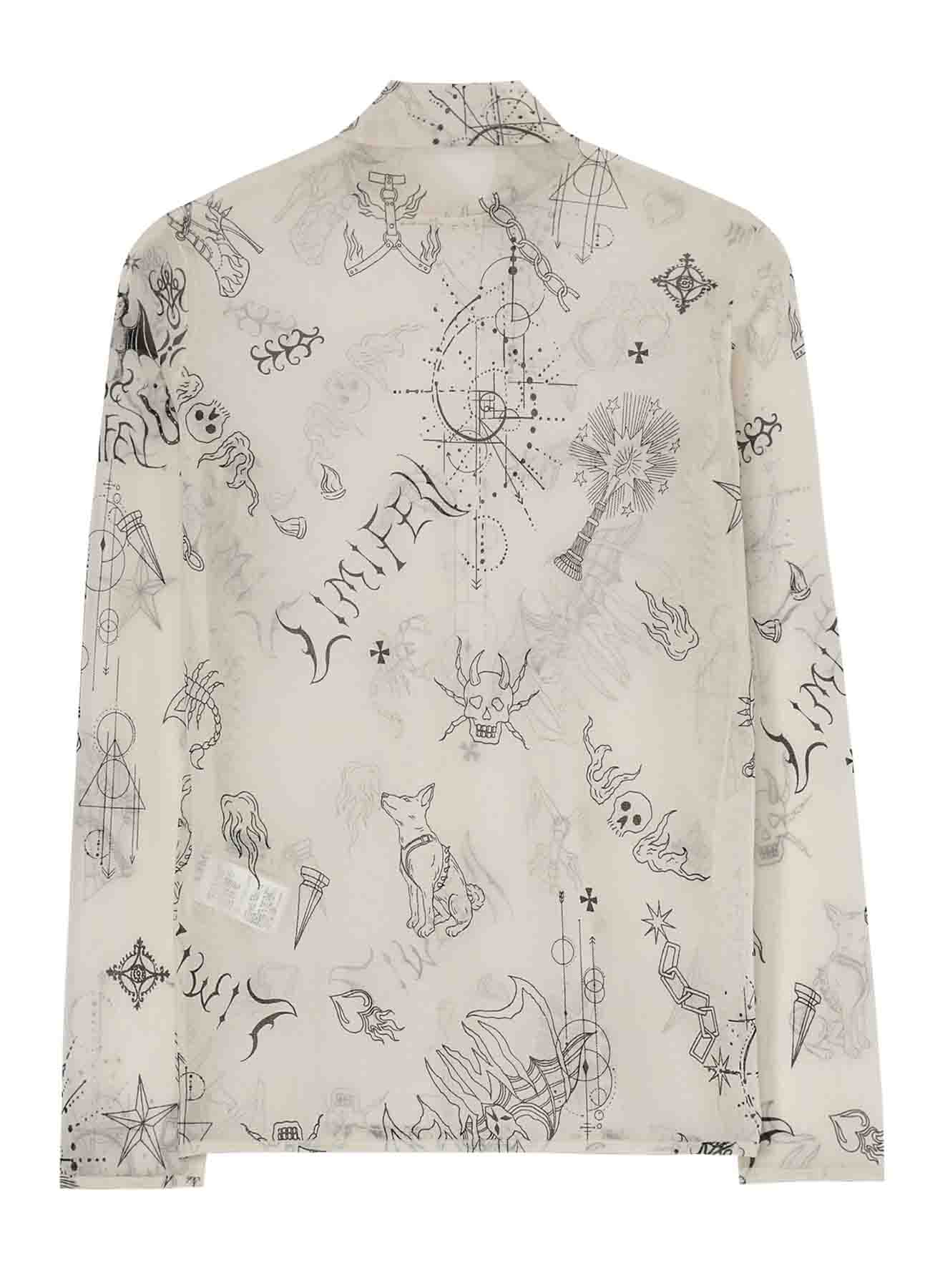 TATTOO PRINT TULLE HIGH NECK PULLOVER