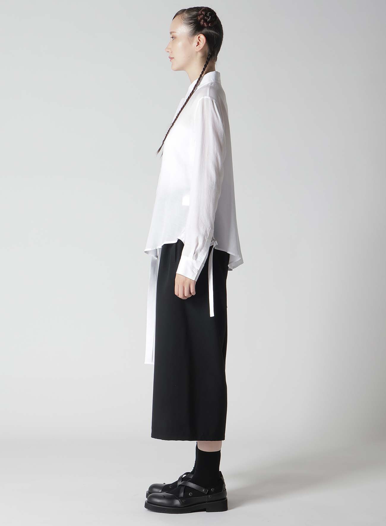 SOFT LAWN ASYMME SLIT SHIRT