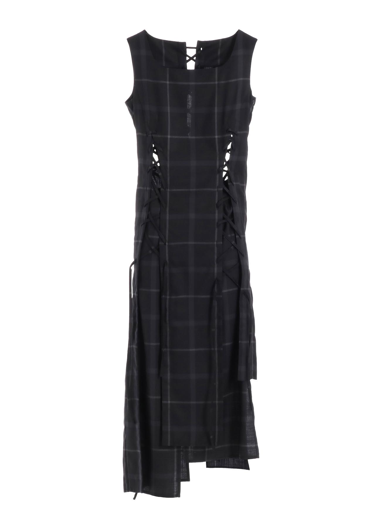 PLAID LACE-UP DRESS