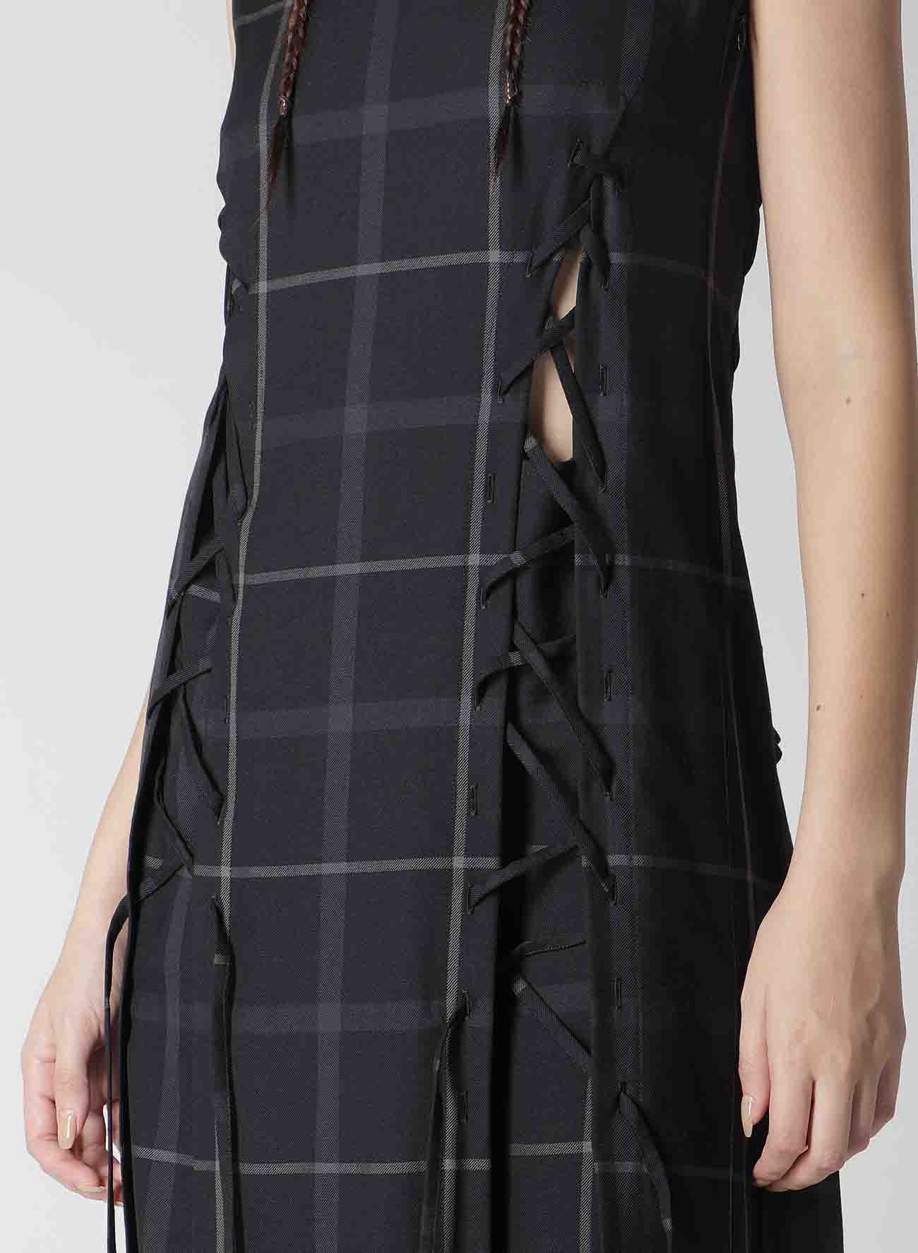 PLAID LACE-UP DRESS