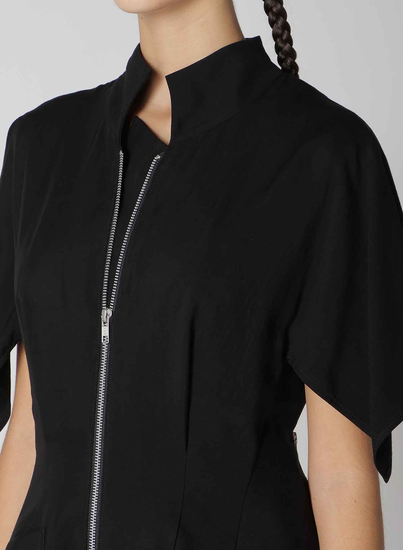 HARD TWIST GABARDINE PANELED ZIP JACKET