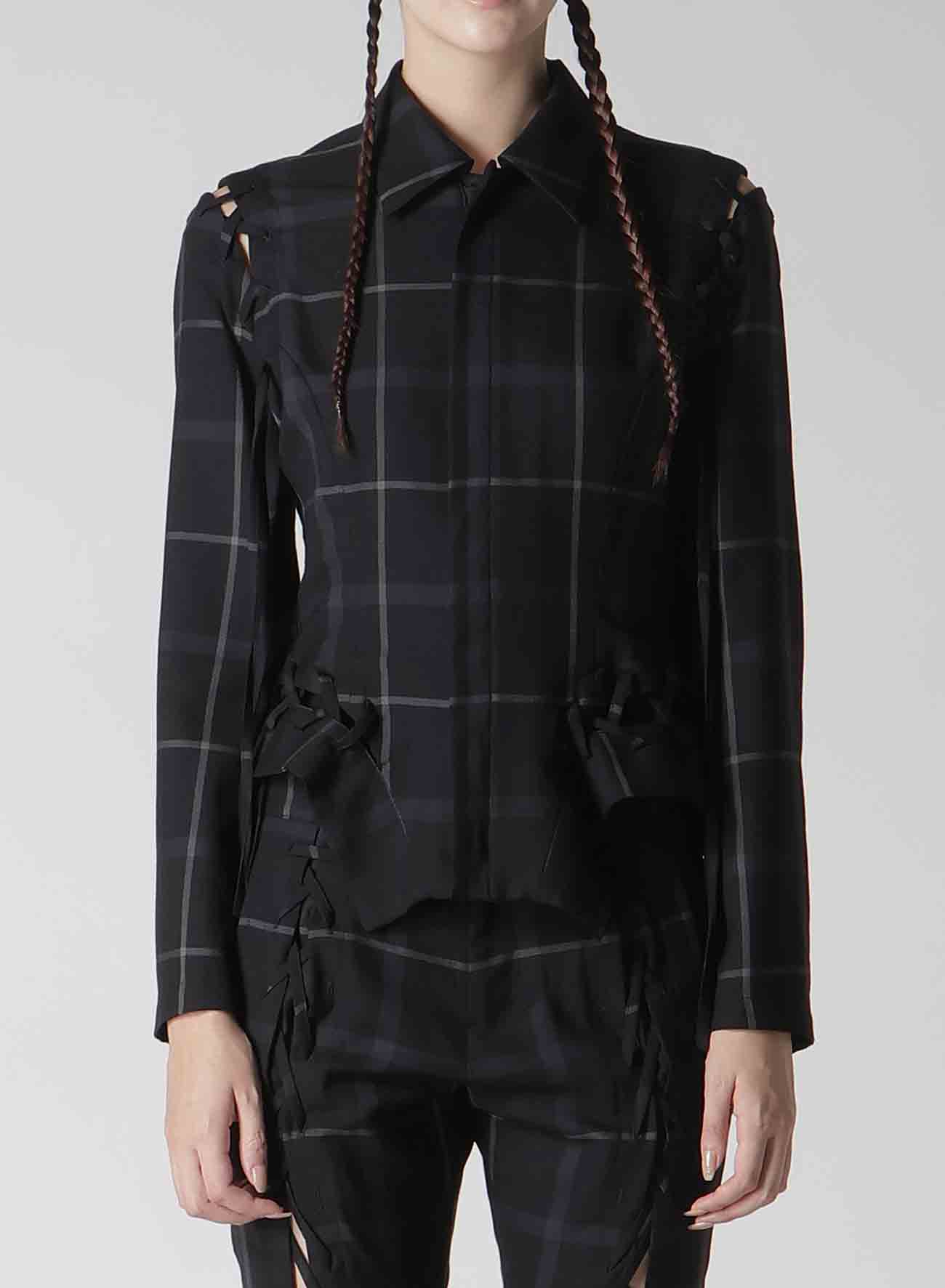 PLAID LACE-UP JACKET B