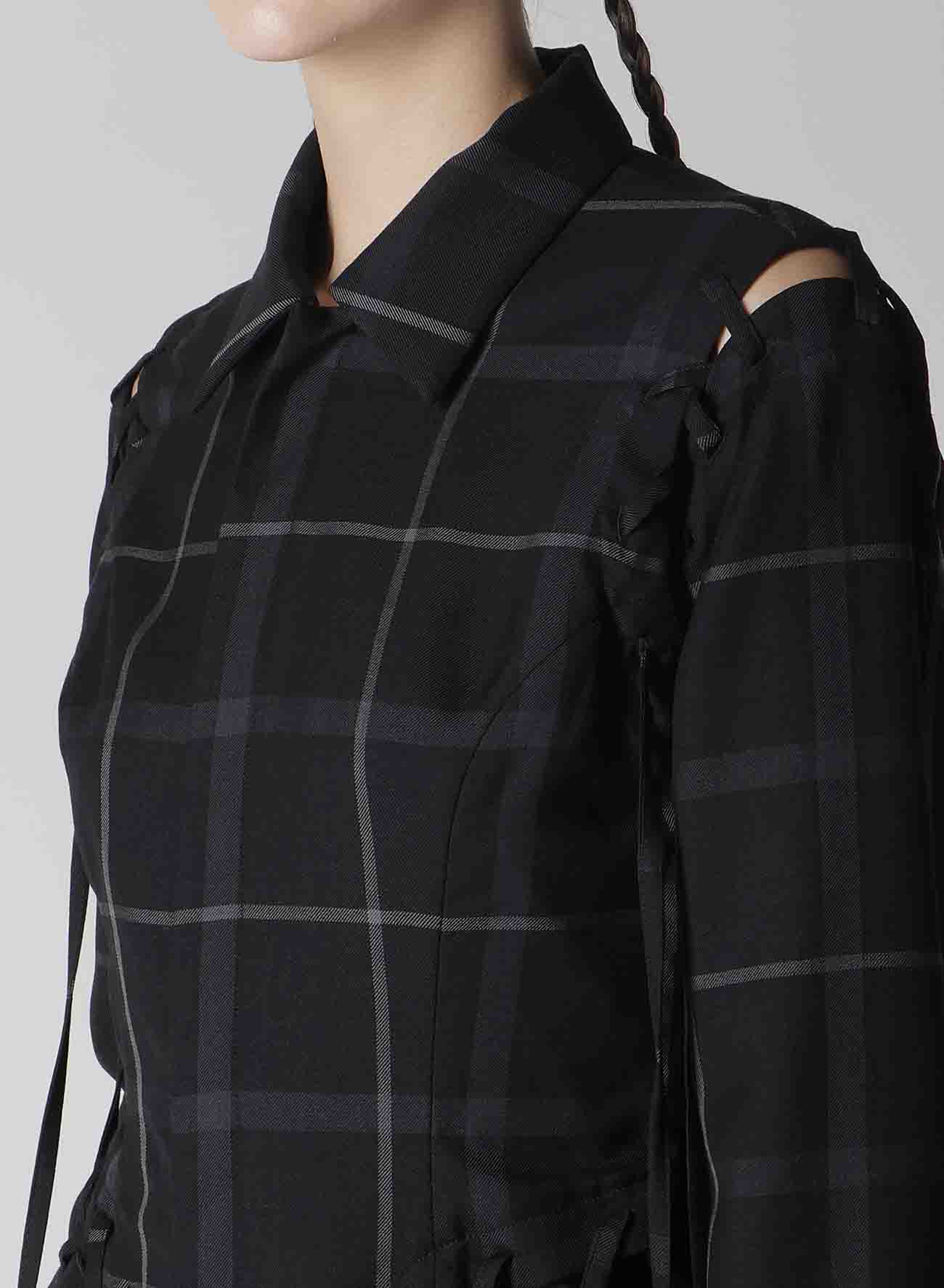 PLAID LACE-UP JACKET B