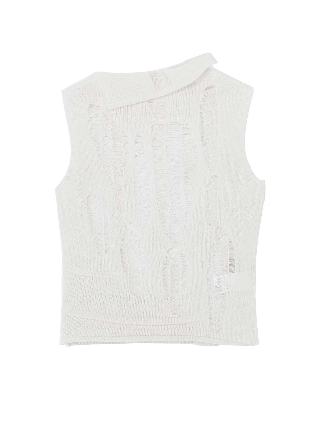 CRUSH PLAIN STITCH CRUSHED SLEEVELESS KNIT