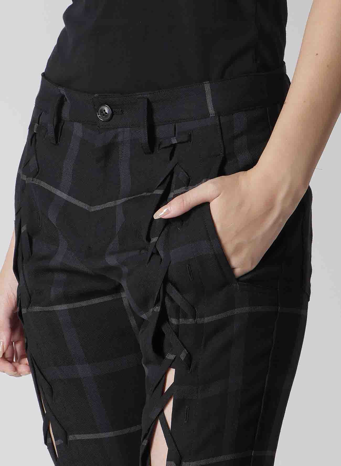 PLAID LACE-UP PANTS