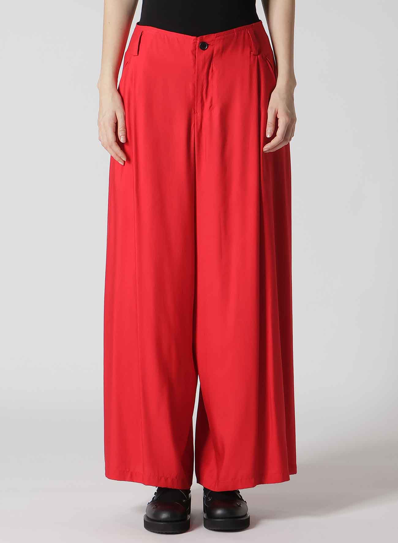 BACK SATIN CROSS WIDE TUCK PANTS