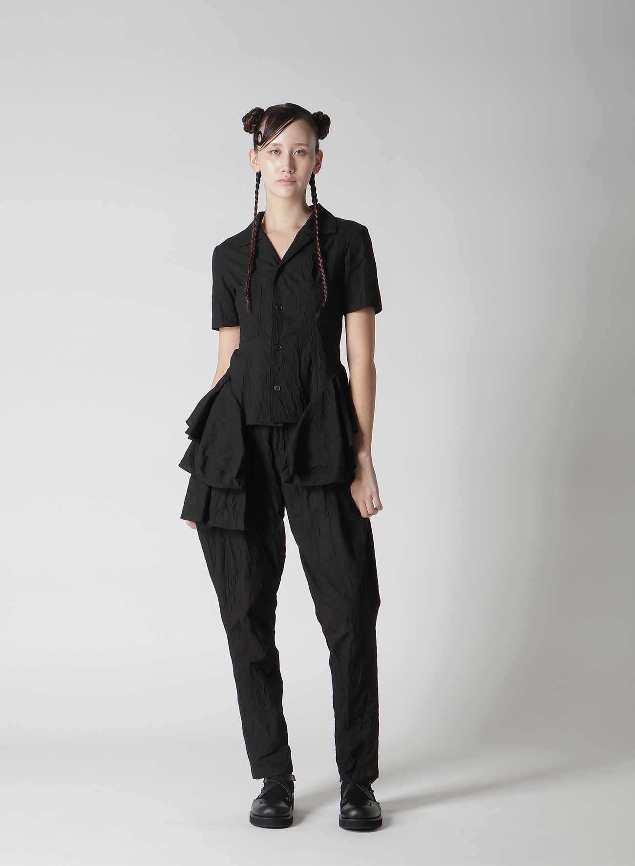 WASHER TYPEWRITER FRILLED TUCK PANTS